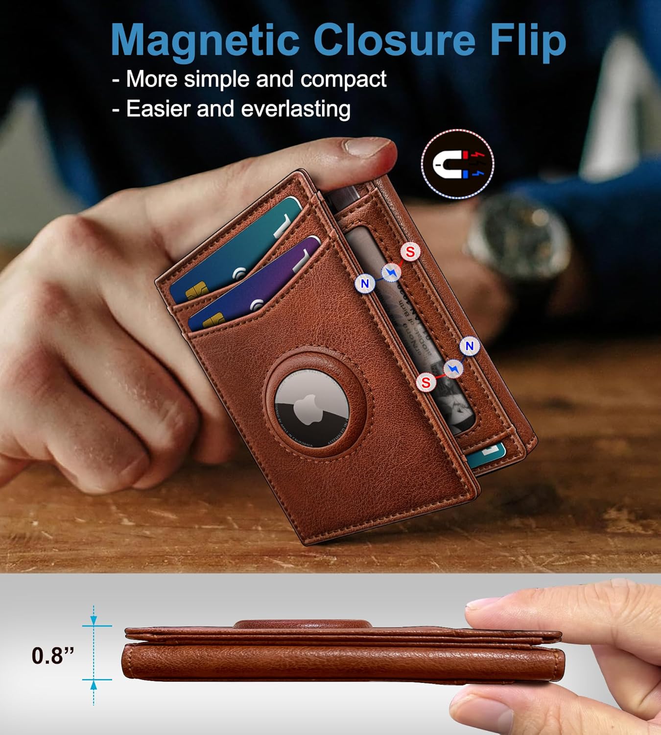 AirTag Wallet for Men – Slim Leather Trifold RFID Blocking - Abbycart