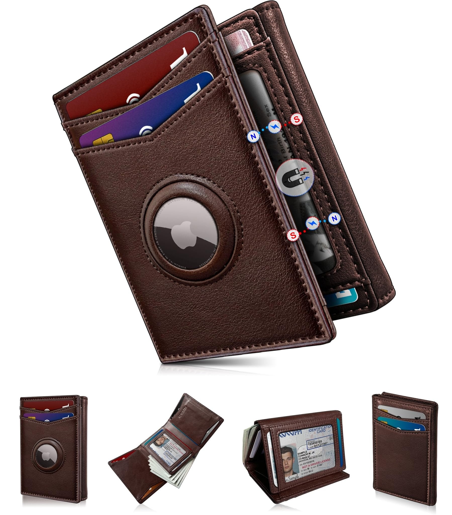 AirTag Wallet for Men – Slim Leather Trifold RFID Blocking - Abbycart