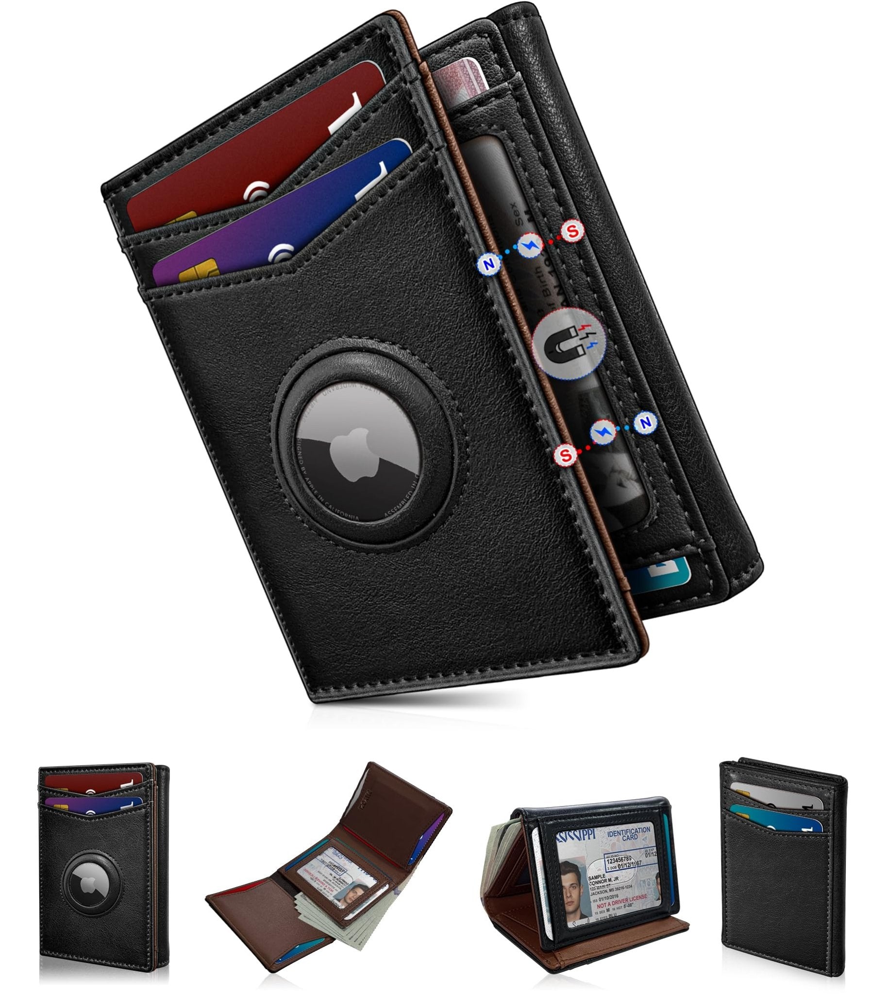 AirTag Wallet for Men – Slim Leather Trifold RFID Blocking - Abbycart