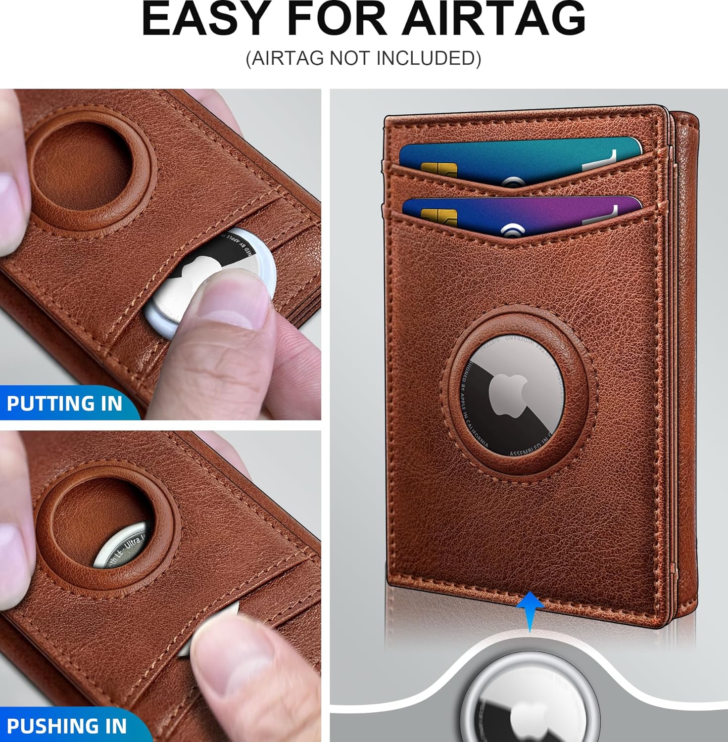 AirTag Wallet for Men – Slim Leather Trifold RFID Blocking - Abbycart