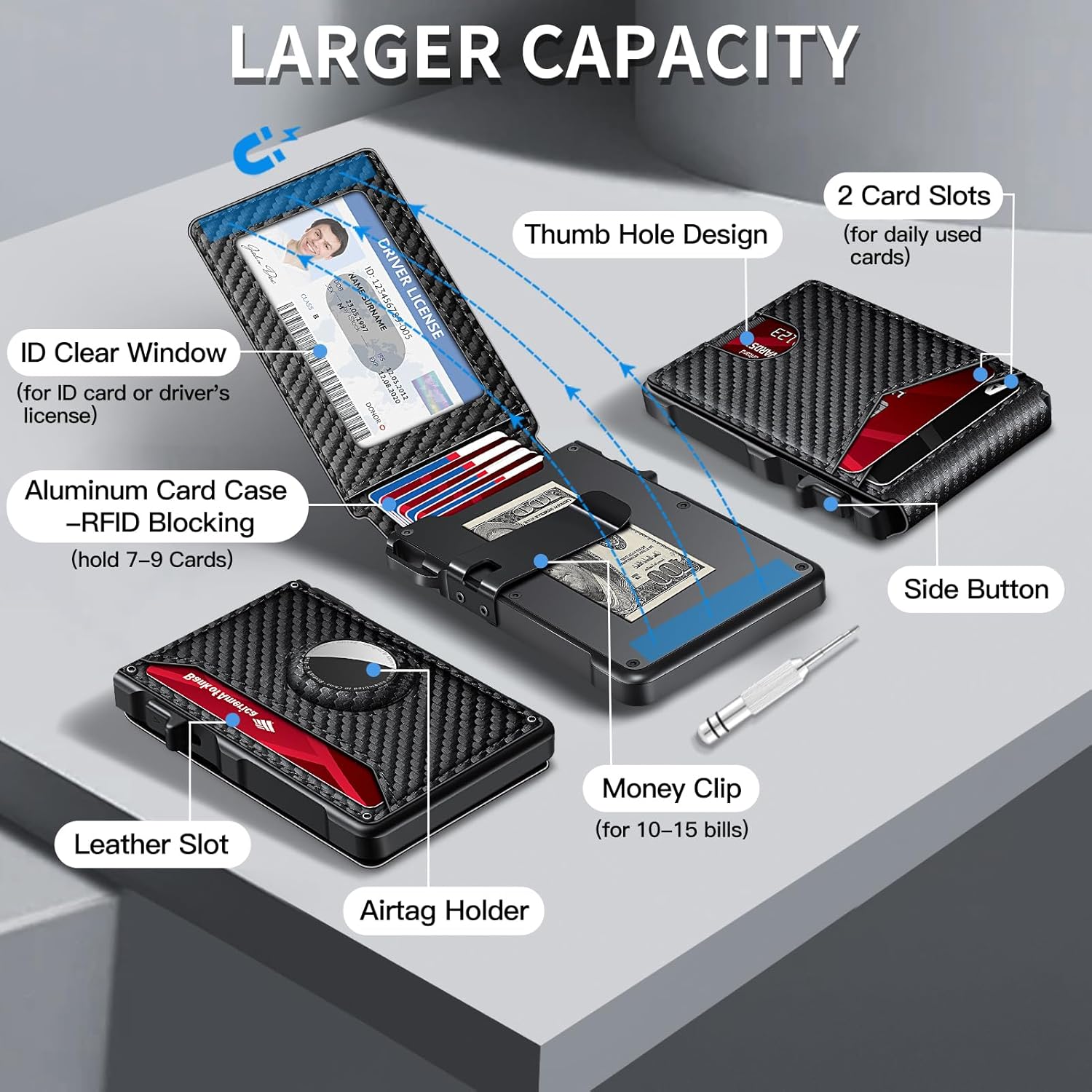 AirTag Wallet for Men – Slim RFID Bifold Card Holder (12+ Cards) - Abbycart