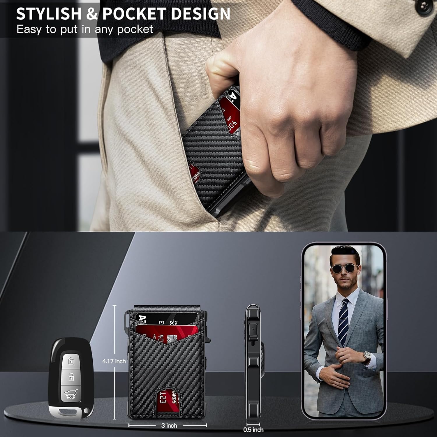 AirTag Wallet for Men – Slim RFID Bifold Card Holder (12+ Cards) - Abbycart