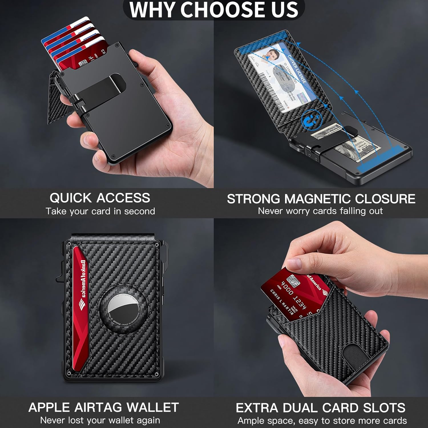 AirTag Wallet for Men – Slim RFID Bifold Card Holder (12+ Cards) - Abbycart