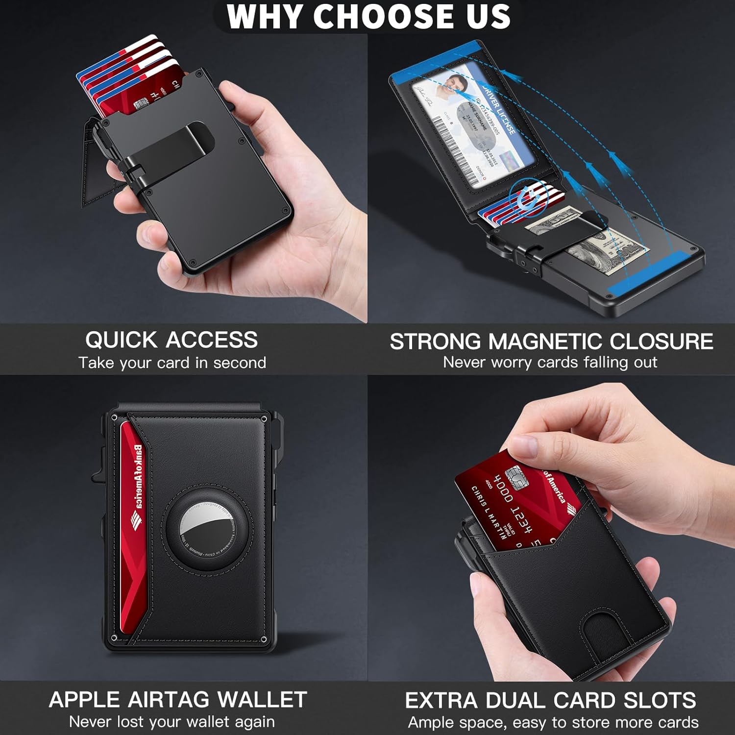 AirTag Wallet for Men – Slim RFID Bifold Card Holder - Abbycart