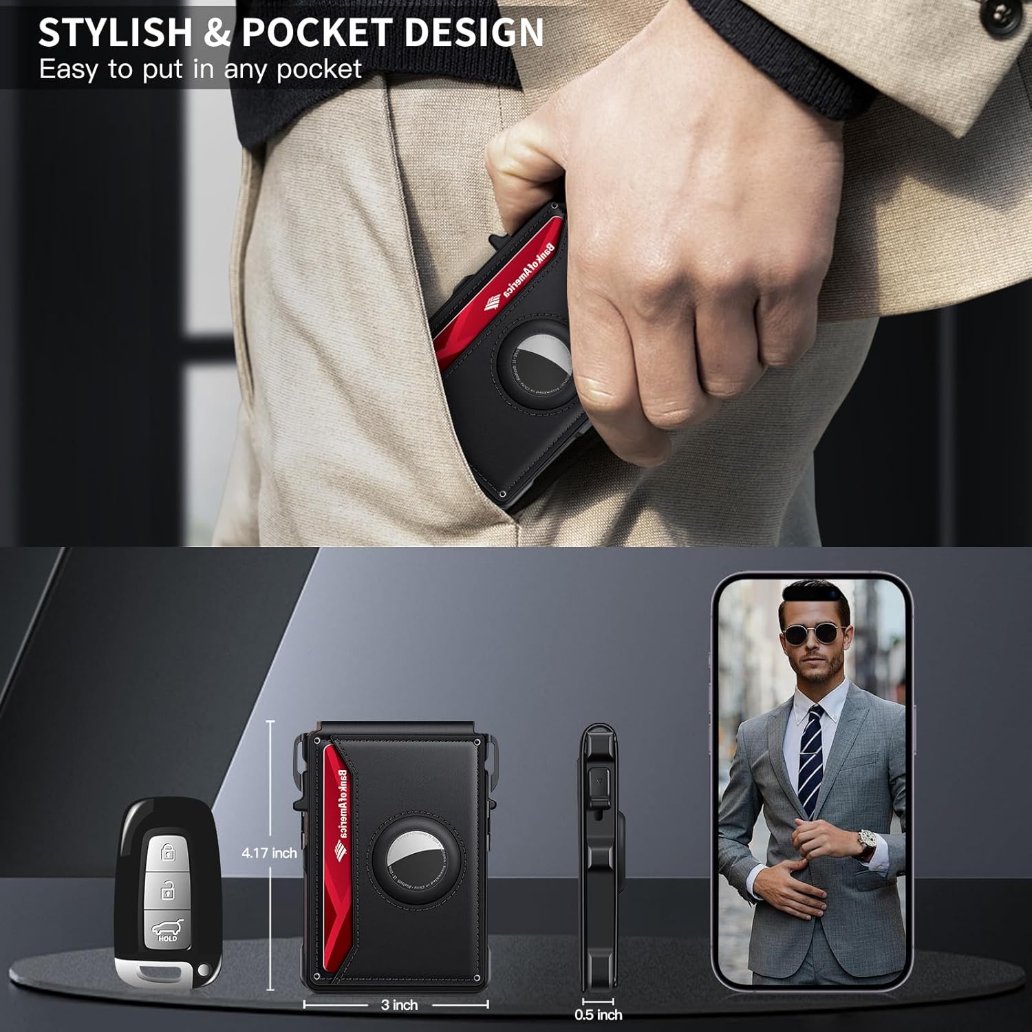 AirTag Wallet for Men – Slim RFID Bifold Card Holder - Abbycart