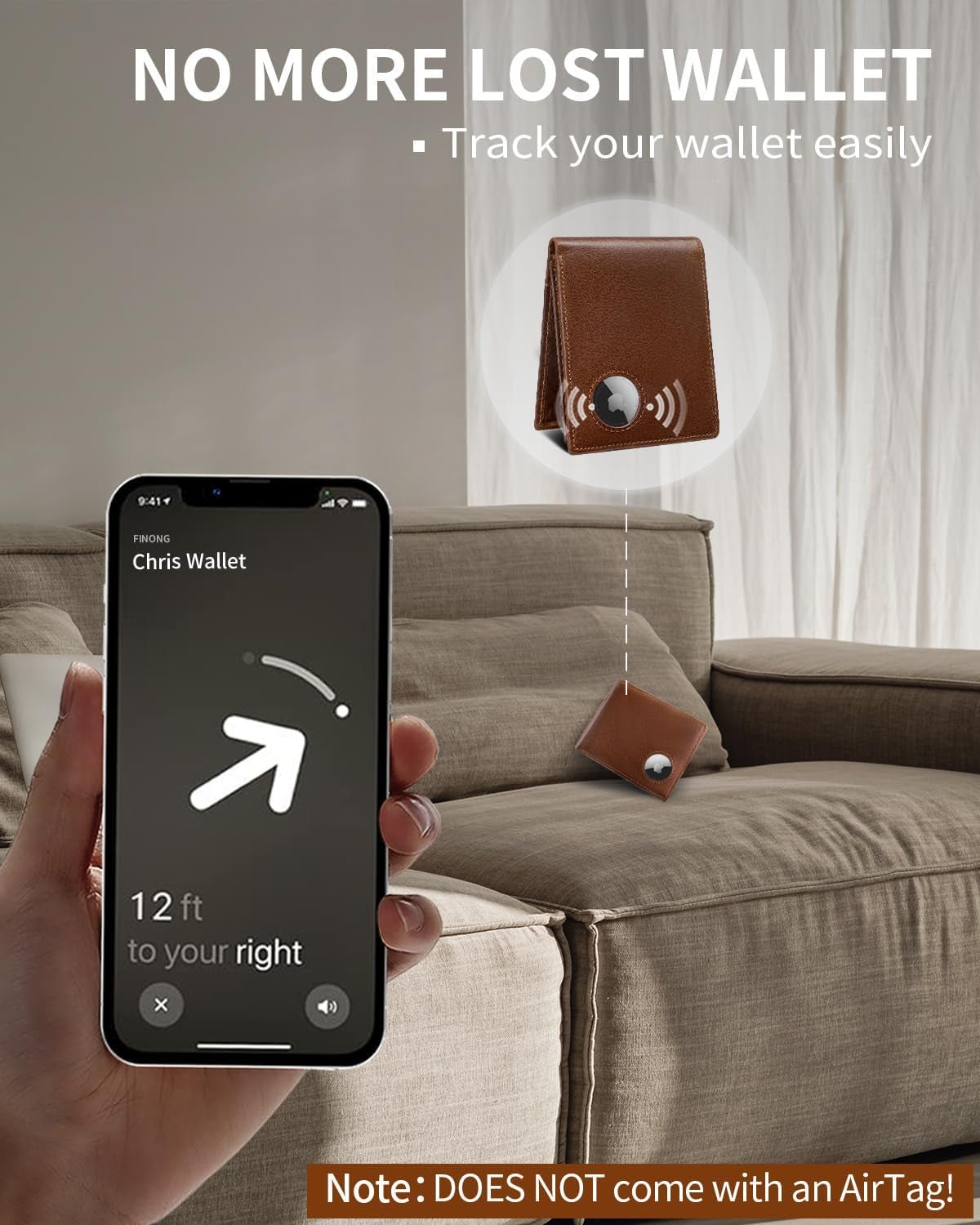 Airtag Wallet for Men – Slim RFID Blocking Genuine Leather Bifold with Airtag Holder, 14 Card Slots, and Gift Box - Abbycart