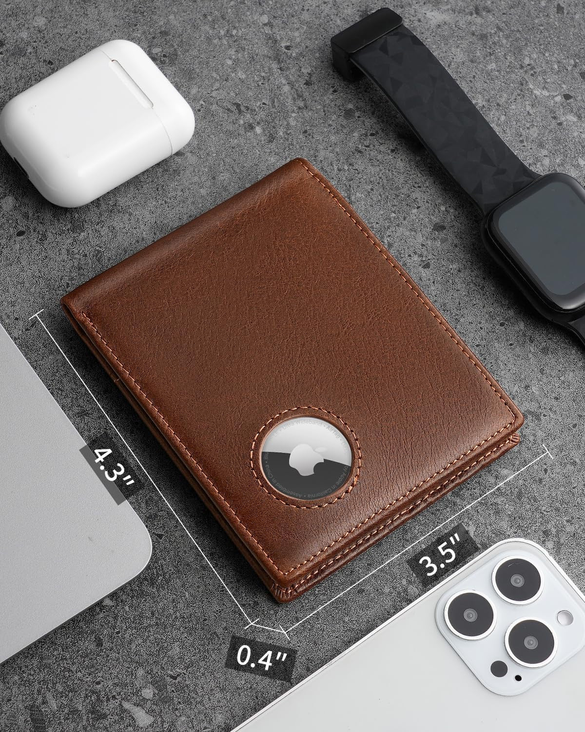 Airtag Wallet for Men – Slim RFID Blocking Genuine Leather Bifold with Airtag Holder, 14 Card Slots, and Gift Box - Abbycart