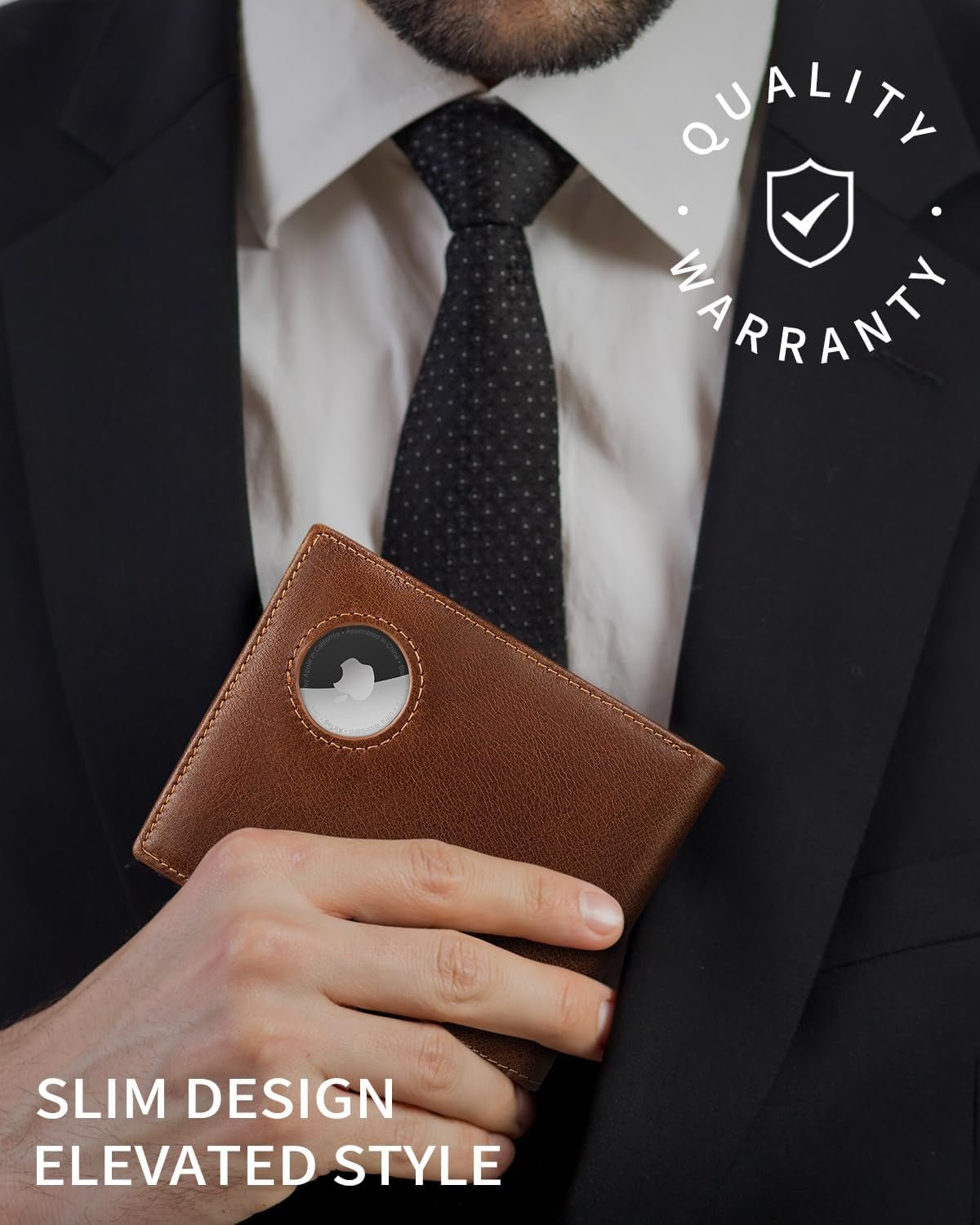 Airtag Wallet for Men – Slim RFID Blocking Genuine Leather Bifold with Airtag Holder, 14 Card Slots, and Gift Box - Abbycart