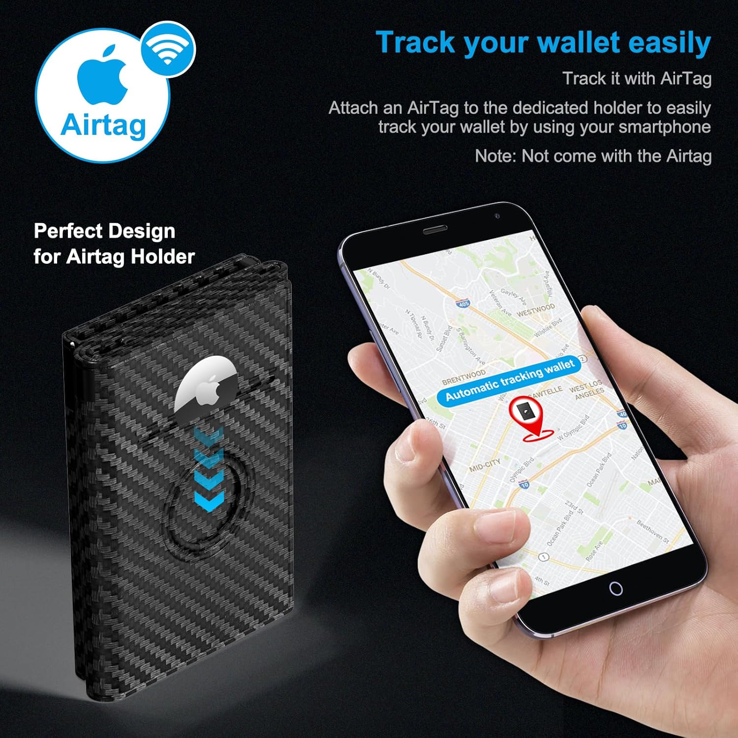 AirTag Wallet for Men – Slim RFID Blocking Leather Trifold with Built - In AirTag Holder - Abbycart
