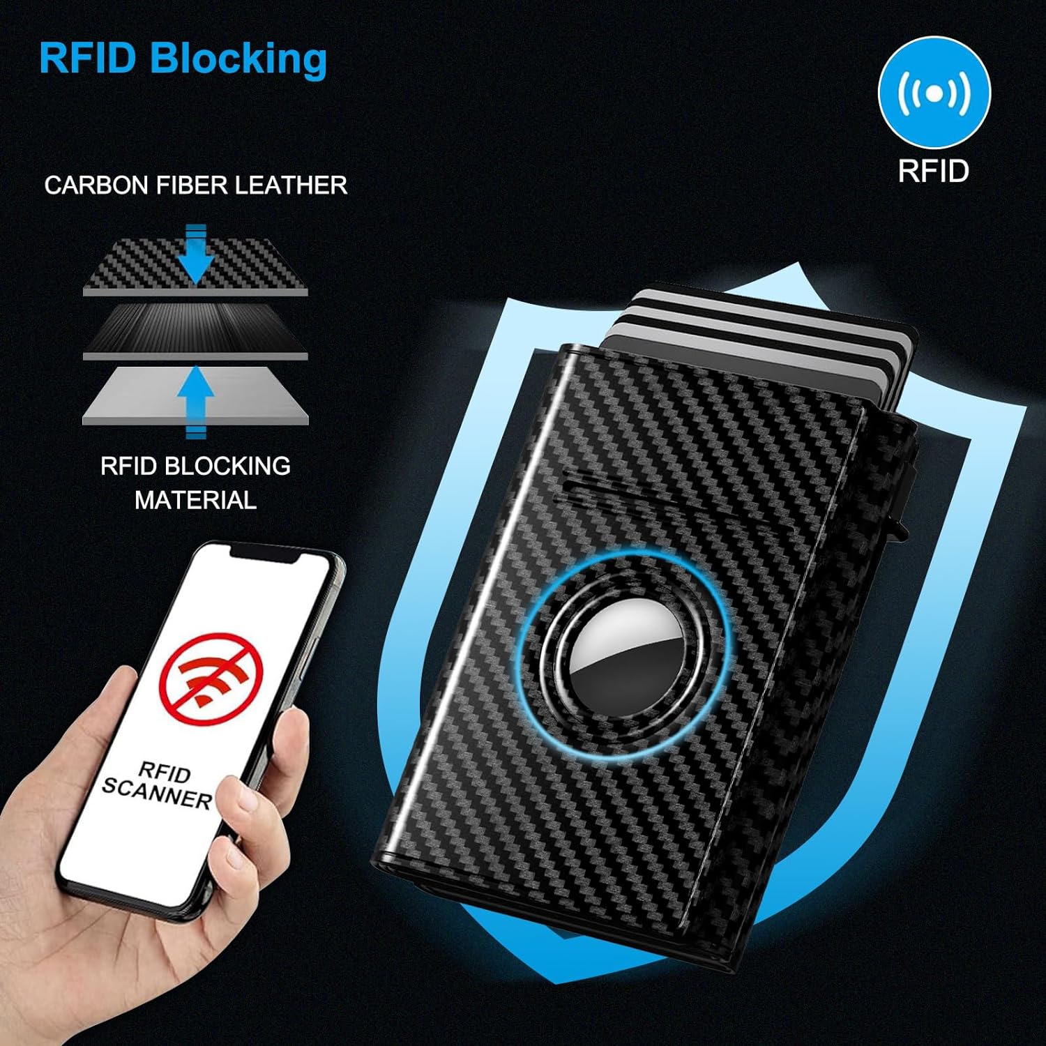 AirTag Wallet for Men – Slim RFID Blocking Leather Trifold with Built - In AirTag Holder - Abbycart