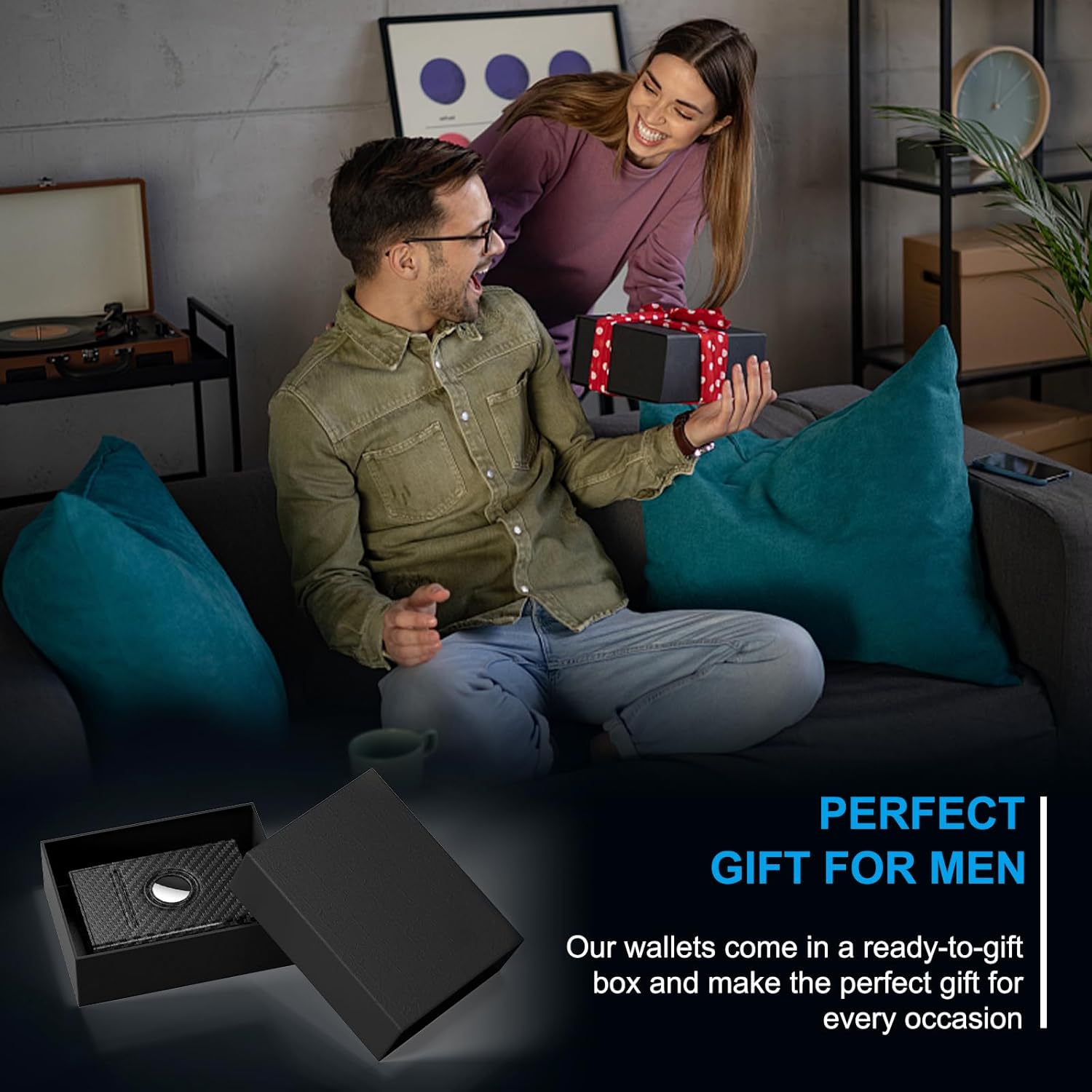 AirTag Wallet for Men – Slim RFID Blocking Leather Trifold with Built - In AirTag Holder - Abbycart