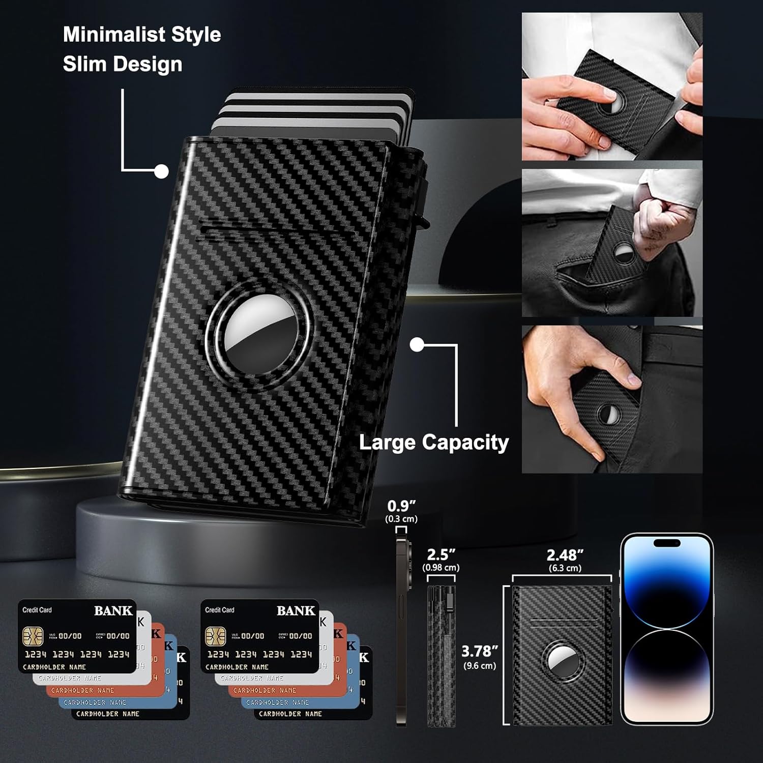 AirTag Wallet for Men – Slim RFID Blocking Leather Trifold with Built - In AirTag Holder - Abbycart