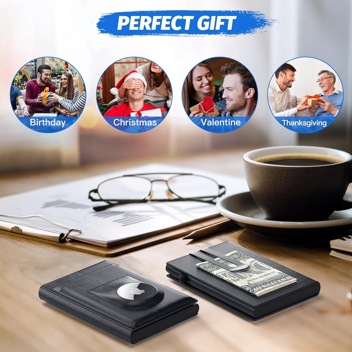 AirTag Wallet for Men | Slim RFID - Blocking Leather Wallet - Abbycart