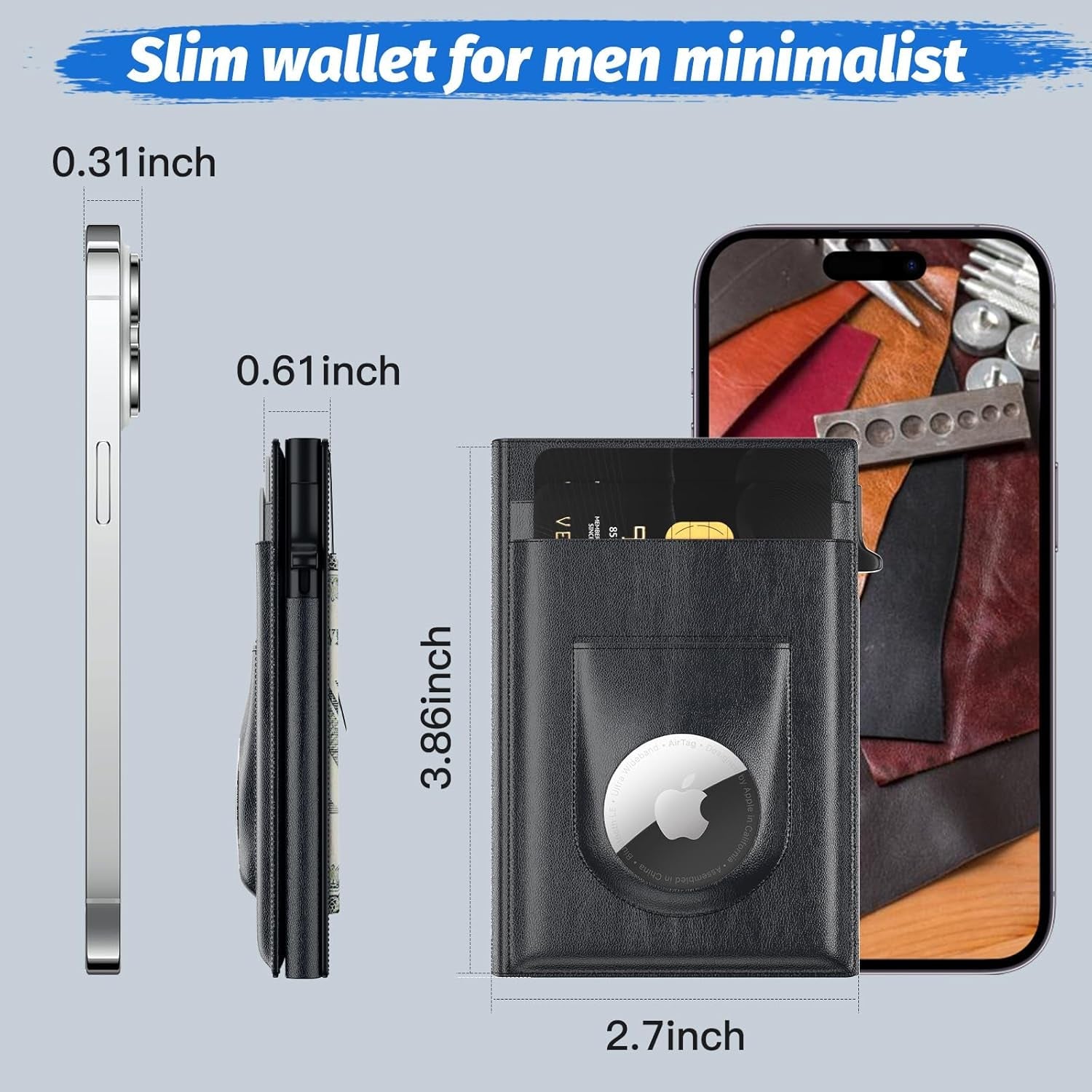 AirTag Wallet for Men | Slim RFID - Blocking Leather Wallet - Abbycart