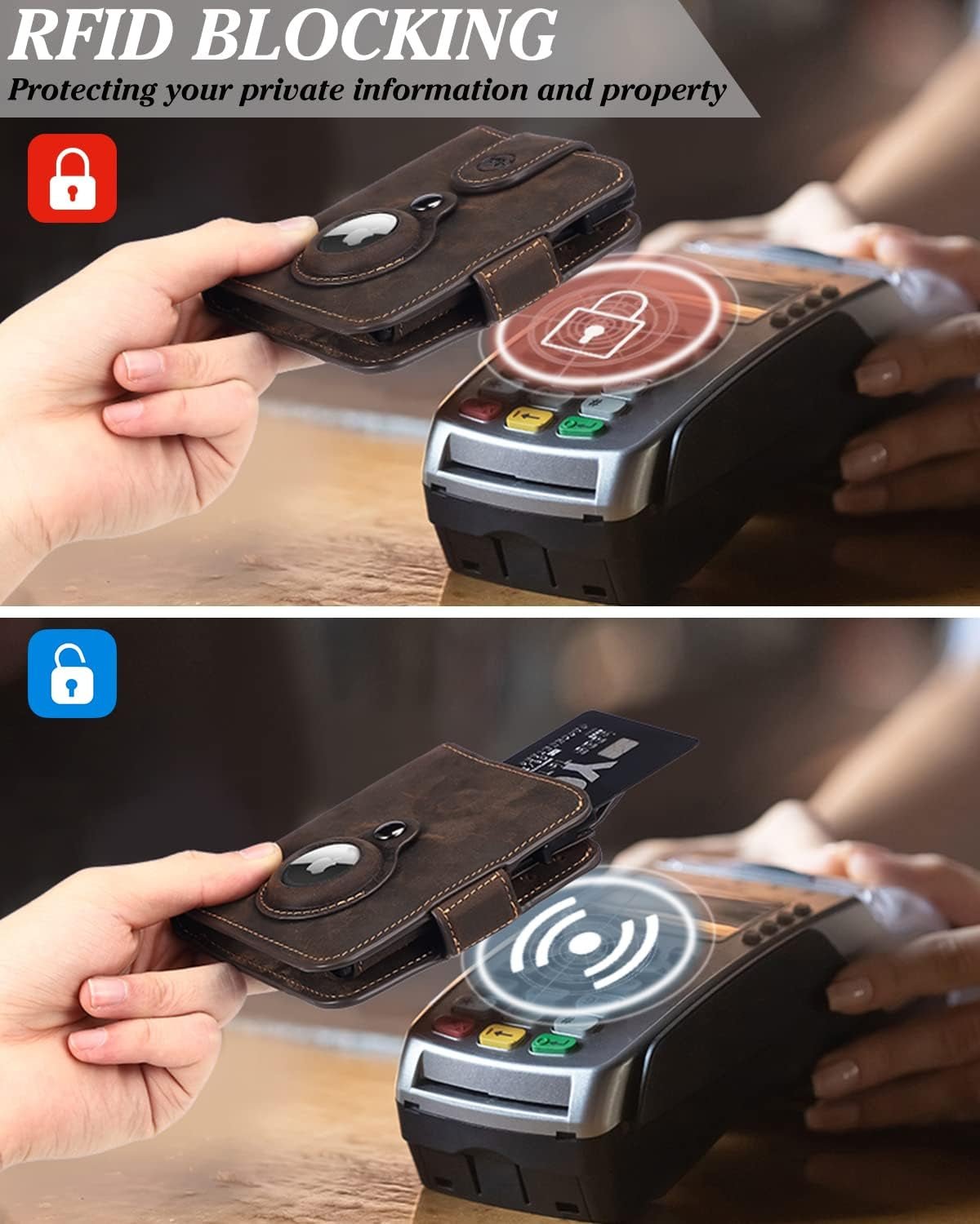 Airtag Wallet for Men - Slim RFID Blocking Leather Wallet with Airtag Holder, Card Slots, and Magnetic Closure - Abbycart