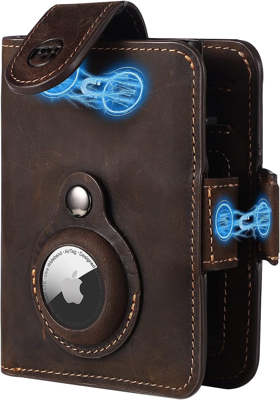 Airtag Wallet for Men - Slim RFID Blocking Leather Wallet with Airtag Holder, Card Slots, and Magnetic Closure - Abbycart