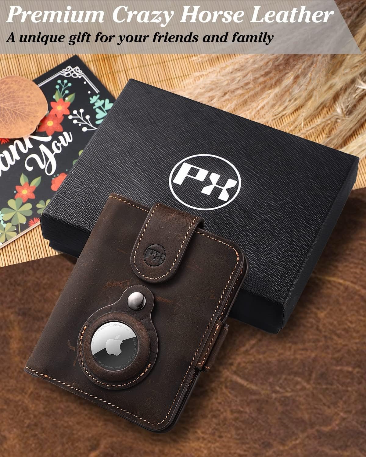 Airtag Wallet for Men - Slim RFID Blocking Leather Wallet with Airtag Holder, Card Slots, and Magnetic Closure - Abbycart