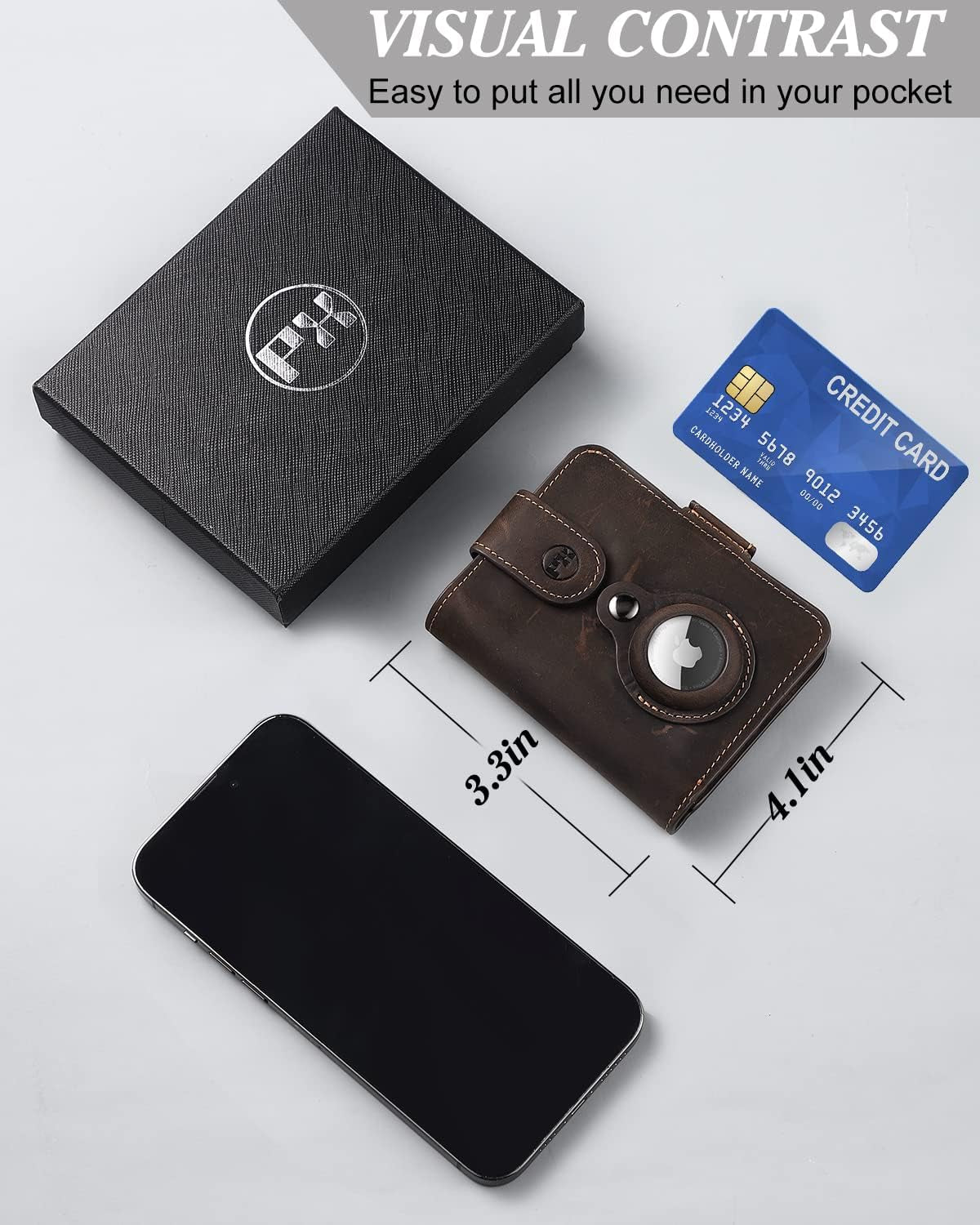 Airtag Wallet for Men - Slim RFID Blocking Leather Wallet with Airtag Holder, Card Slots, and Magnetic Closure - Abbycart