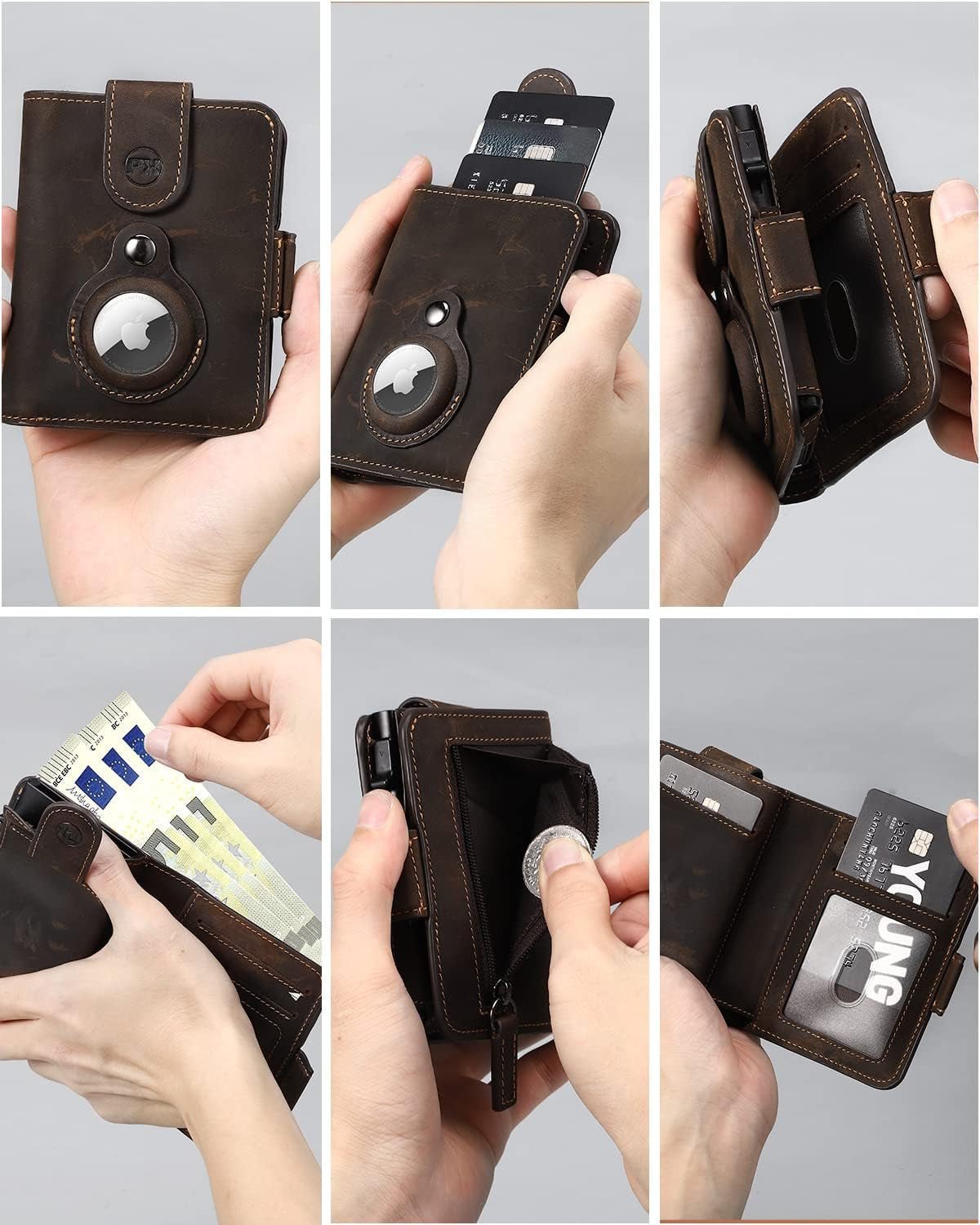 Airtag Wallet for Men - Slim RFID Blocking Leather Wallet with Airtag Holder, Card Slots, and Magnetic Closure - Abbycart