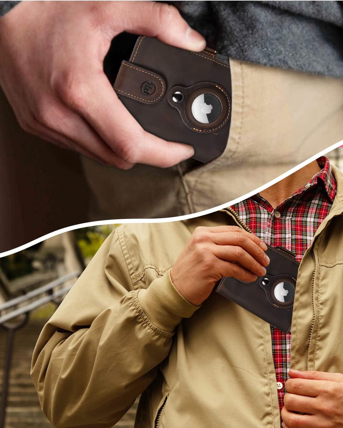 Airtag Wallet for Men - Slim RFID Blocking Leather Wallet with Airtag Holder, Card Slots, and Magnetic Closure - Abbycart