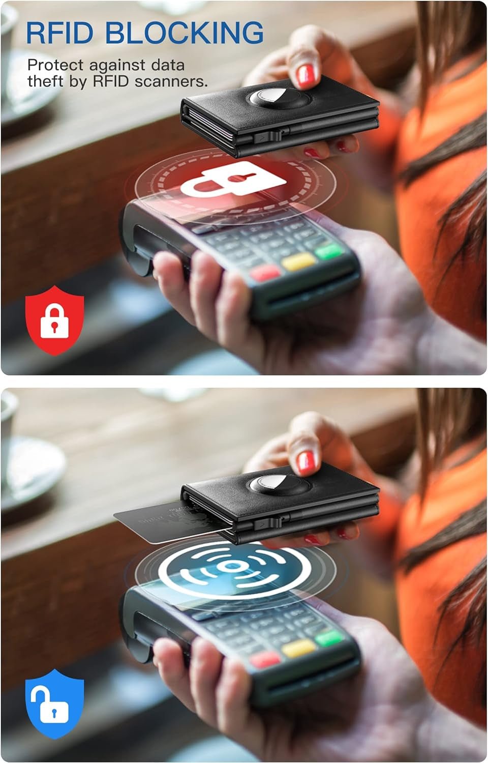 Airtag Wallet for Men - Slim RFID Blocking Leather Wallet with AirTag Holder, Pop - up Card Case, 9 - 14 Card Capacity - Abbycart