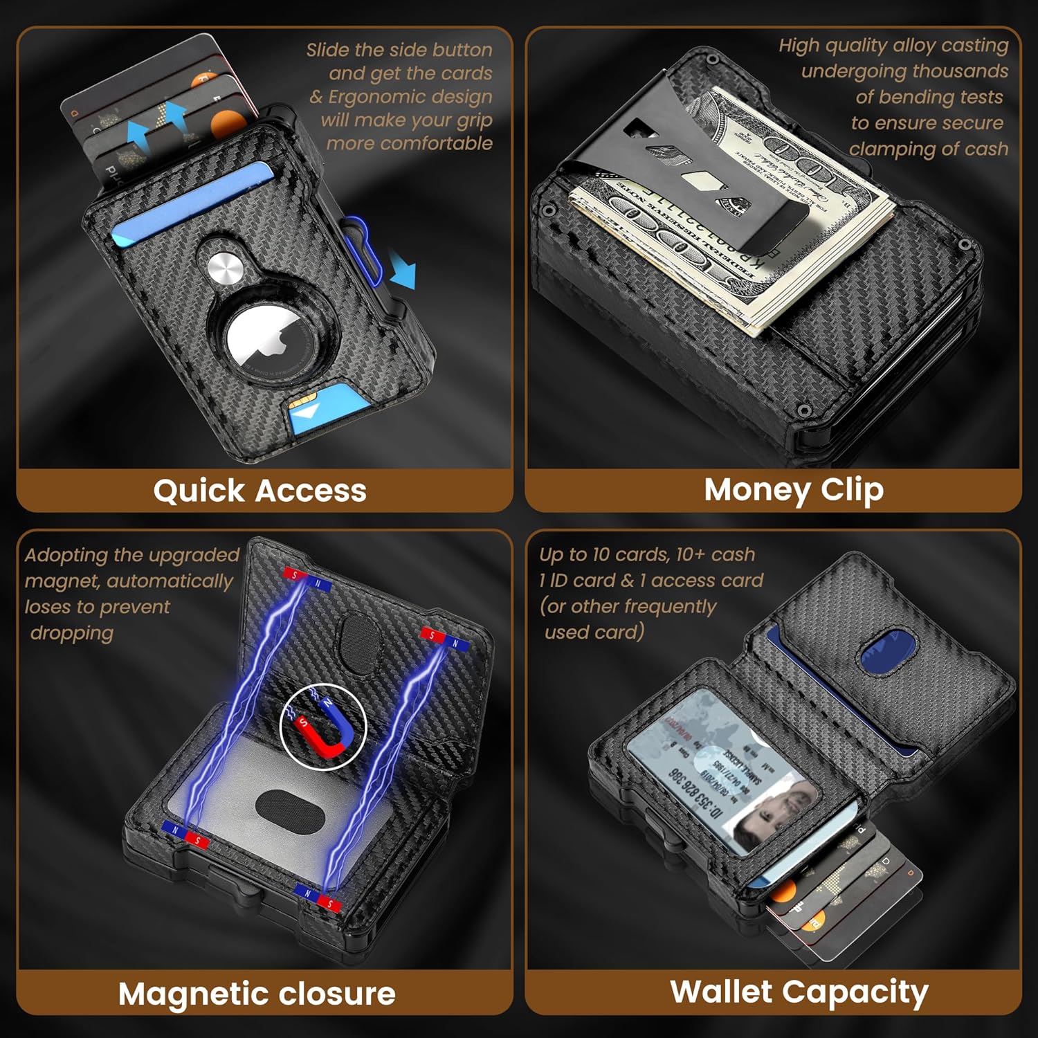 AirTag Wallet for Men – Slim RFID Blocking Leather Wallet with Money Clip and Apple AirTag Holder - Abbycart