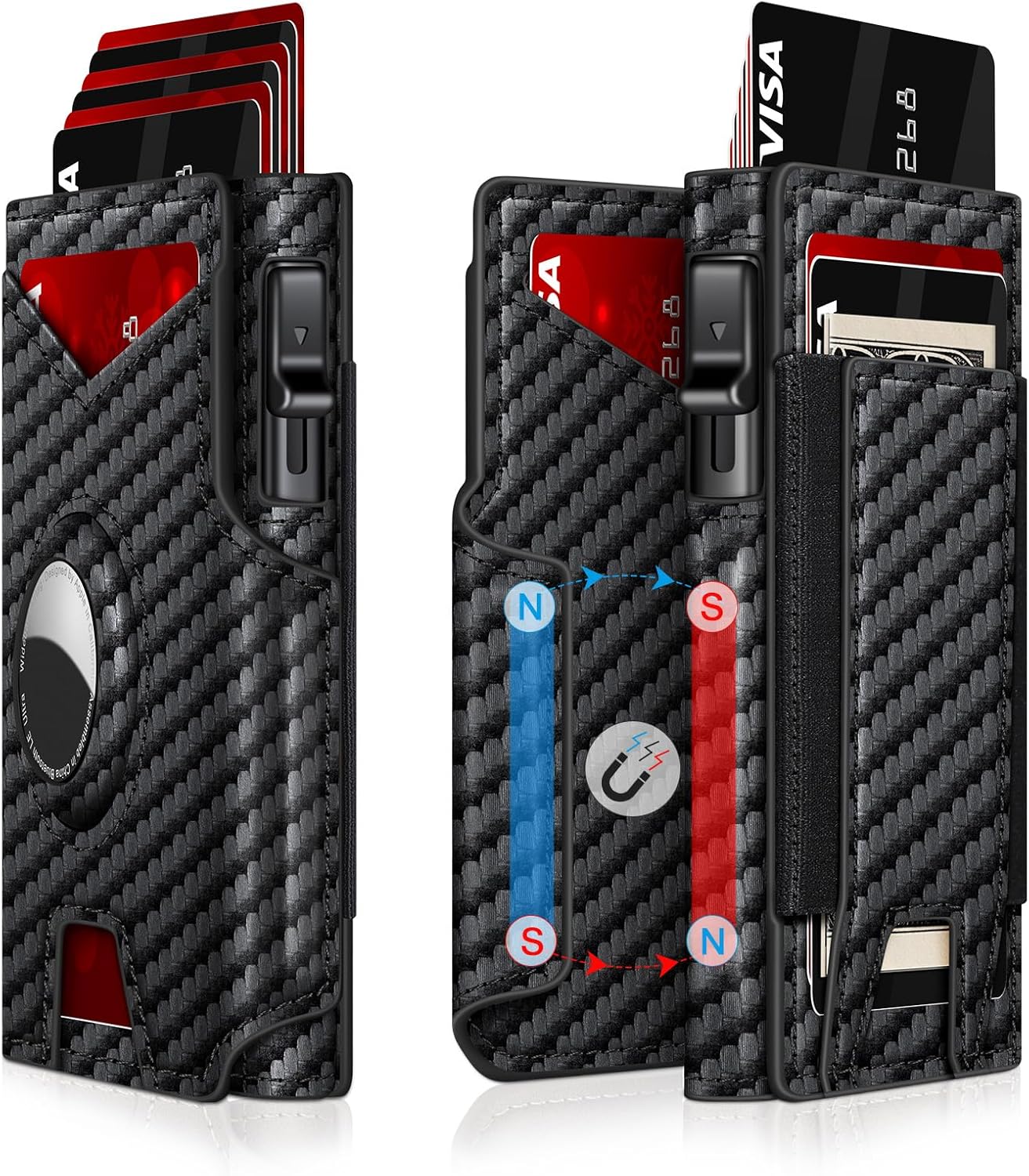 Airtag Wallet for Men – Slim RFID Blocking, Pop - Up Card Holder with Cash Slot - Abbycart