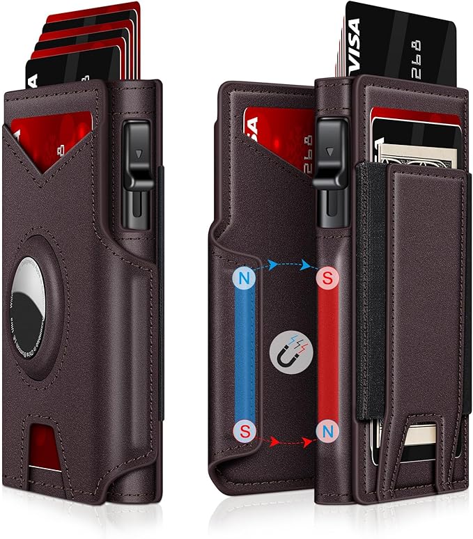 Airtag Wallet for Men – Slim RFID Blocking, Pop - Up Card Holder with Cash Slot - Abbycart