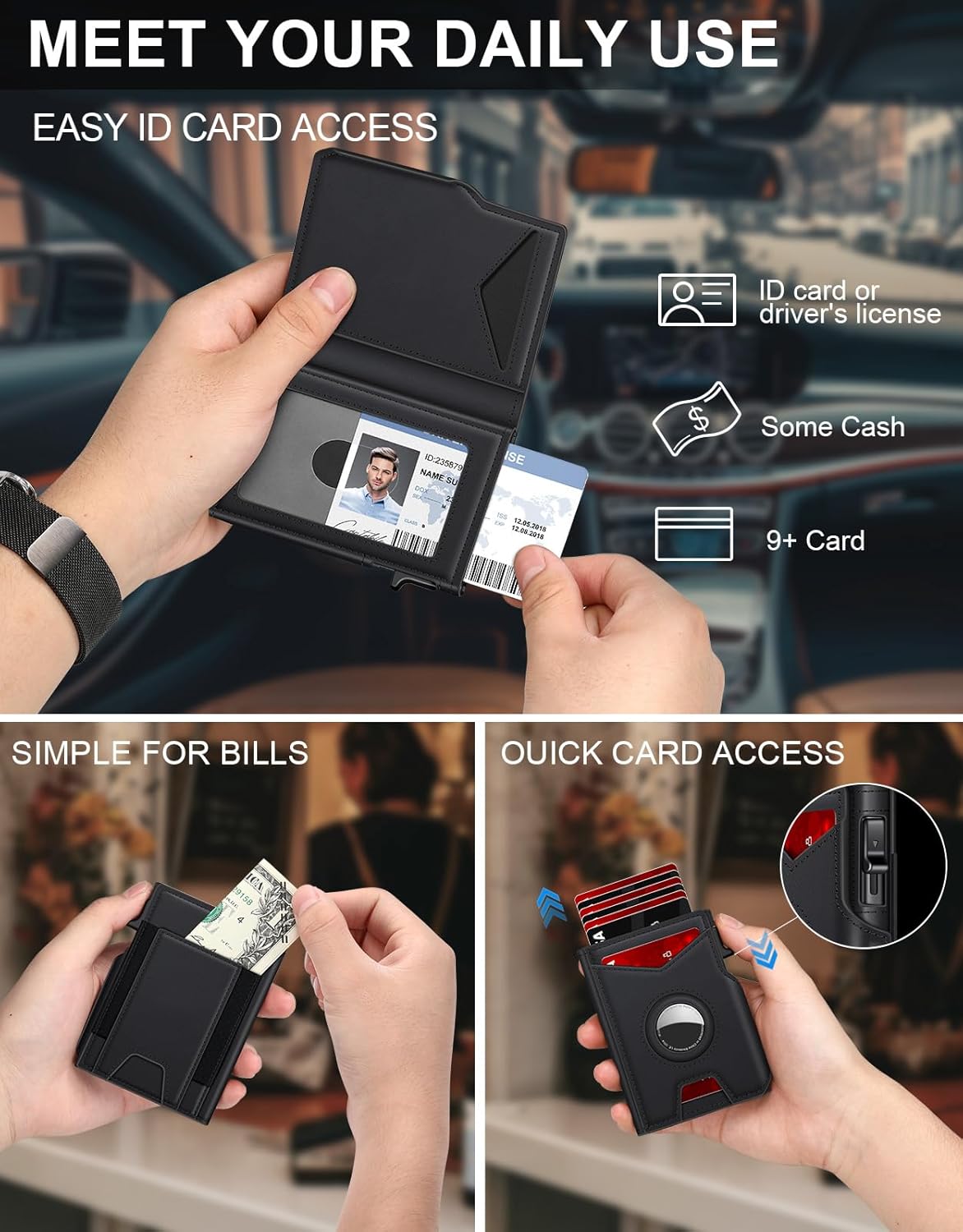 Airtag Wallet for Men – Slim RFID Blocking, Pop - Up Card Holder with Cash Slot - Abbycart
