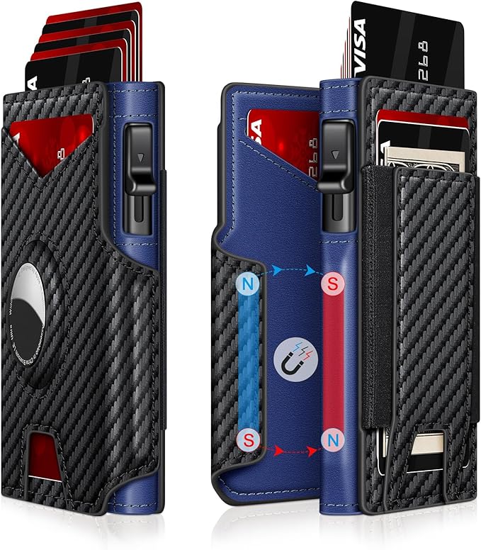 Airtag Wallet for Men – Slim RFID Blocking, Pop - Up Card Holder with Cash Slot - Abbycart