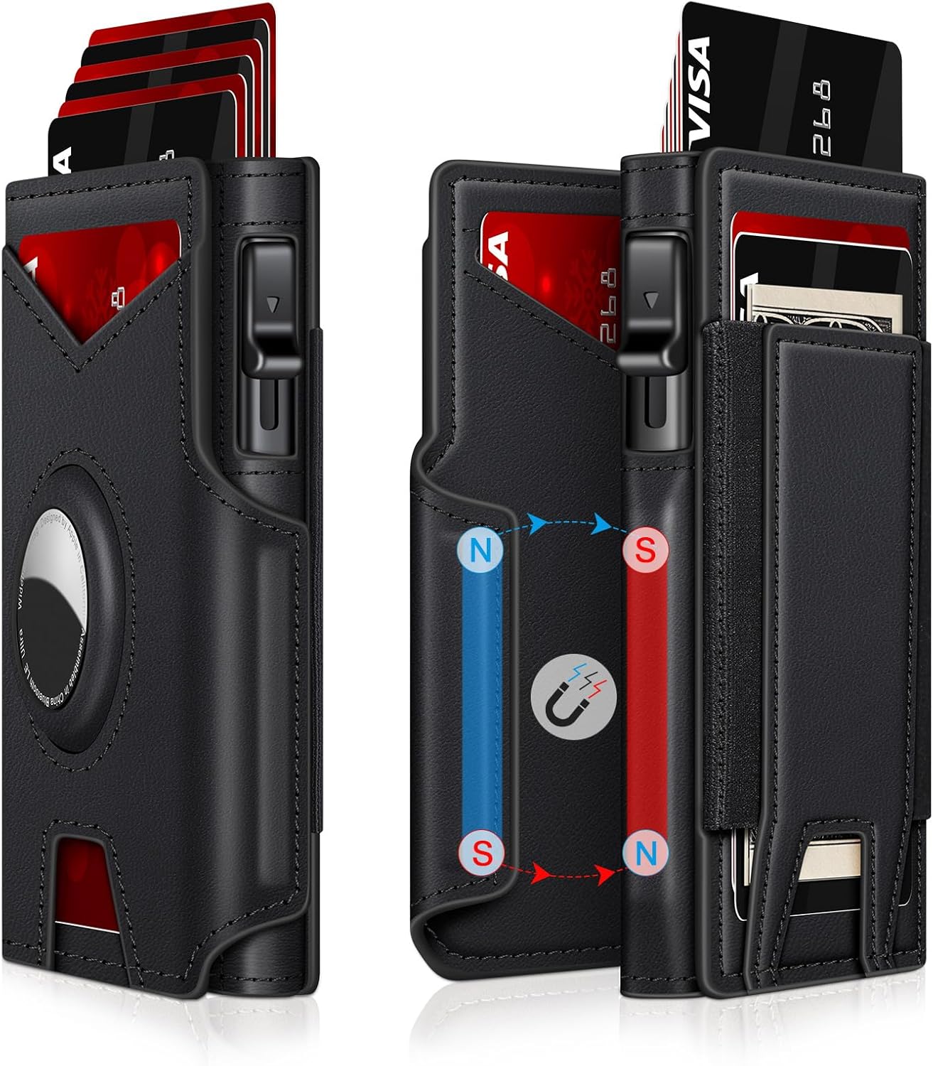 Airtag Wallet for Men – Slim RFID Blocking, Pop - Up Card Holder with Cash Slot - Abbycart