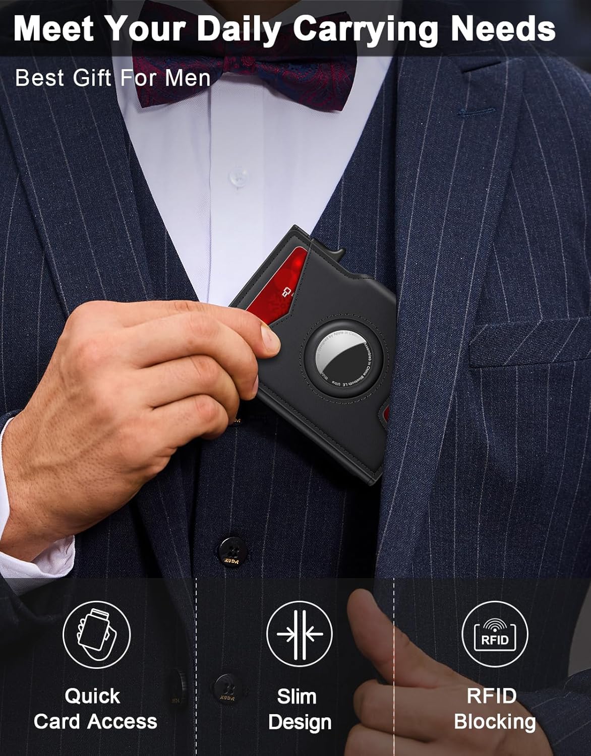 Airtag Wallet for Men – Slim RFID Blocking, Pop - Up Card Holder with Cash Slot - Abbycart