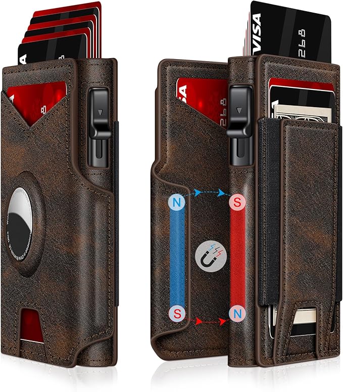 Airtag Wallet for Men – Slim RFID Blocking, Pop - Up Card Holder with Cash Slot - Abbycart