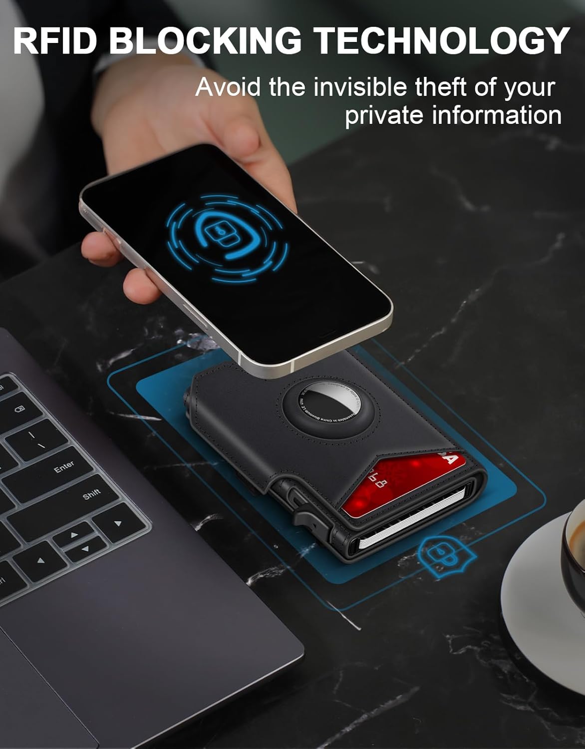 Airtag Wallet for Men – Slim RFID Blocking, Pop - Up Card Holder with Cash Slot - Abbycart
