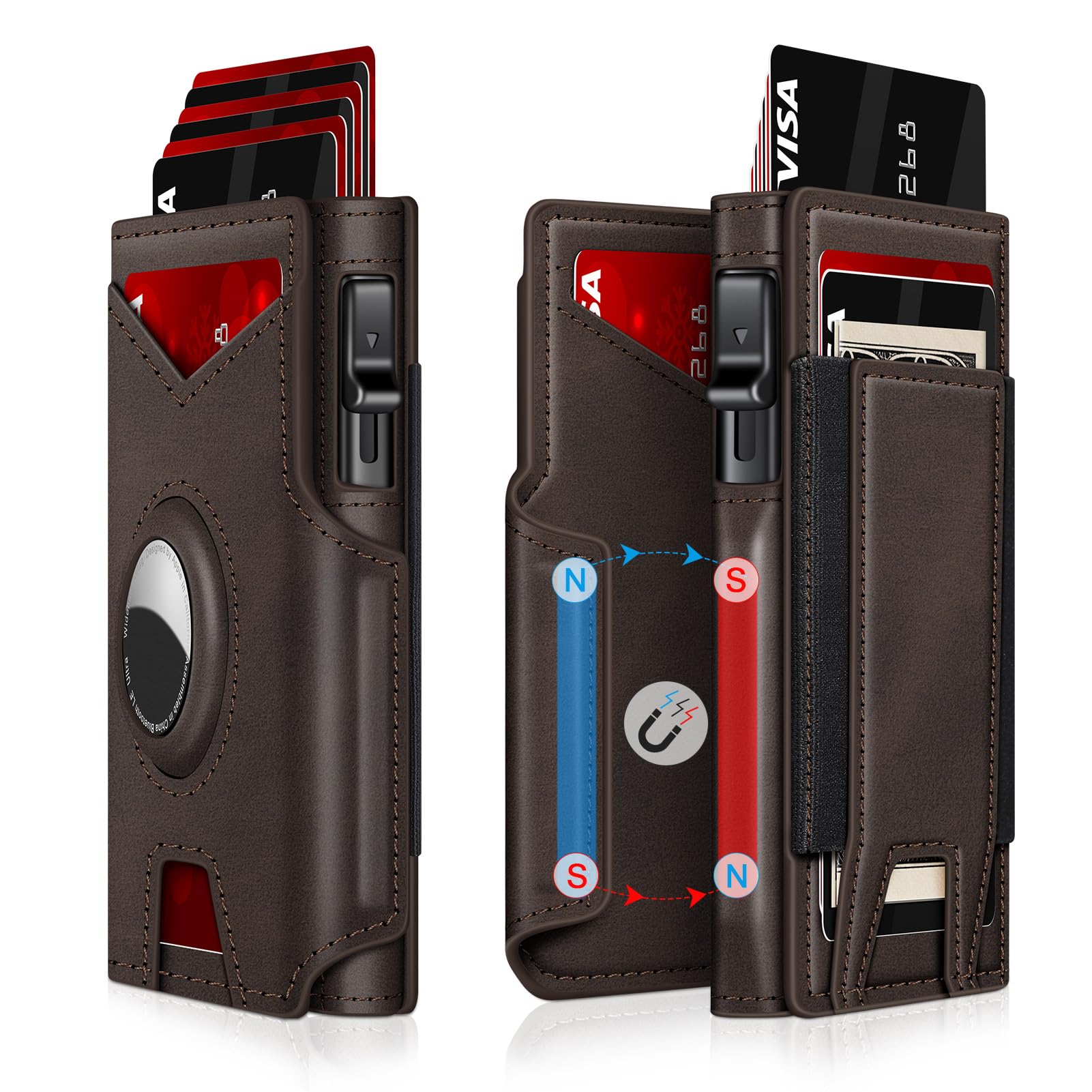 Airtag Wallet for Men – Slim RFID Blocking, Pop - Up Card Holder with Cash Slot - Abbycart