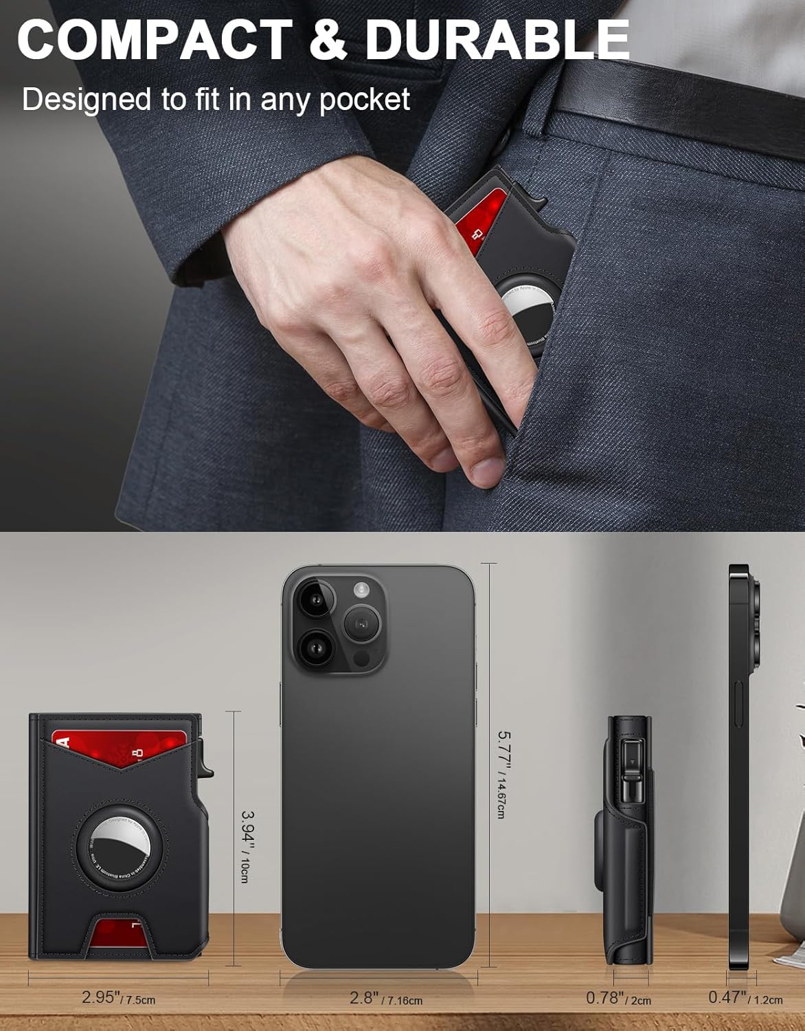 Airtag Wallet for Men – Slim RFID Blocking, Pop - Up Card Holder with Cash Slot - Abbycart