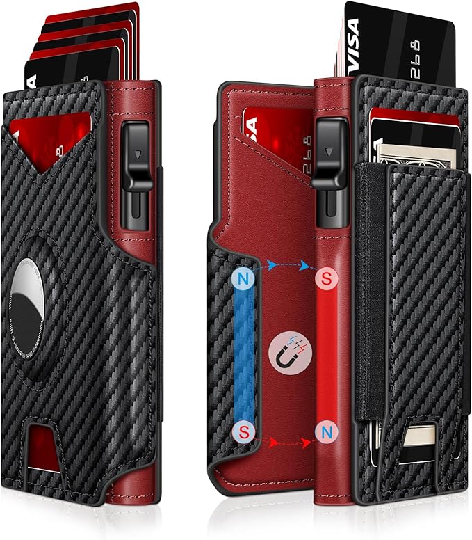 Airtag Wallet for Men – Slim RFID Blocking, Pop - Up Card Holder with Cash Slot - Abbycart