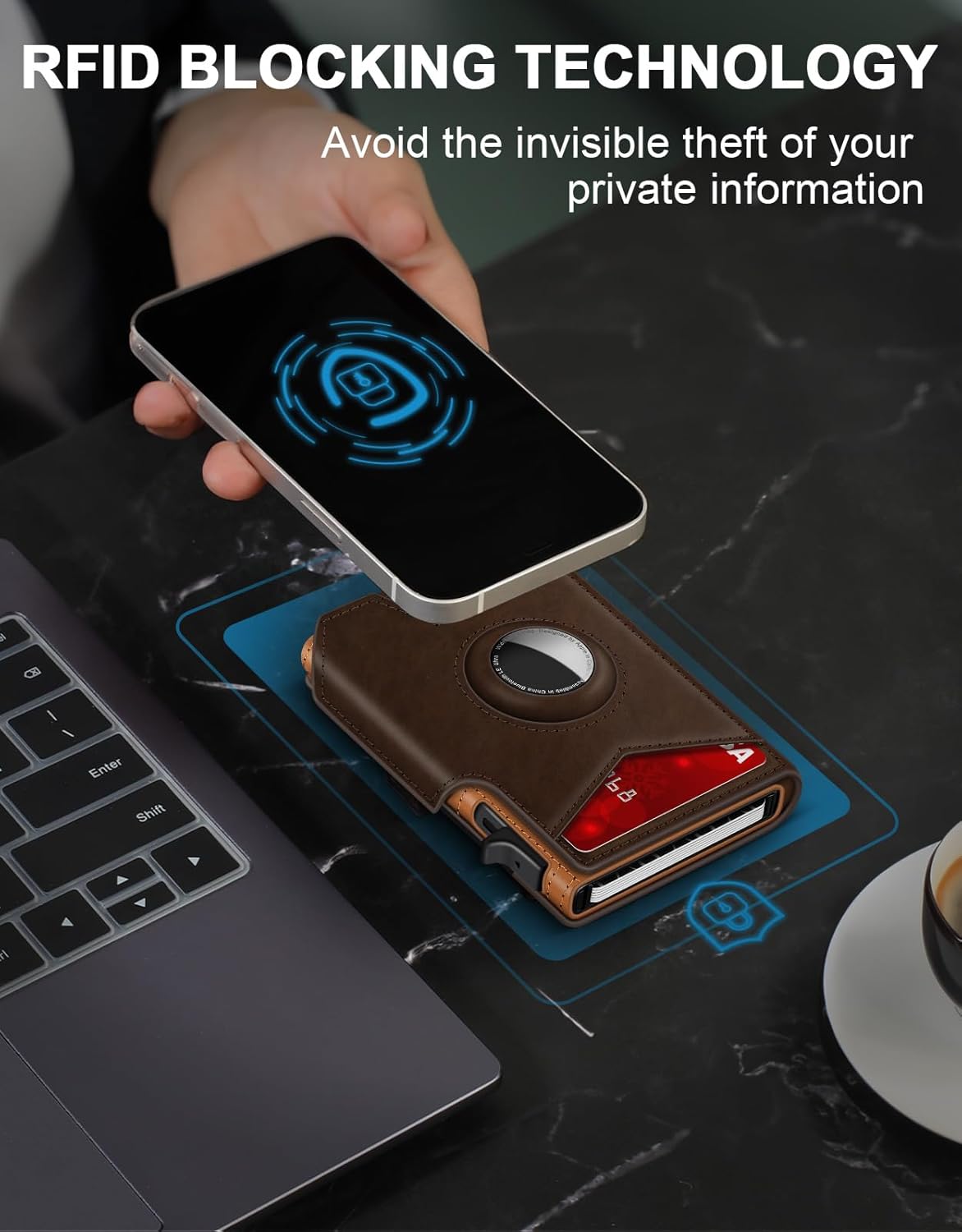 AirTag Wallet for Men – Slim RFID Pop Up Card Holder (13 Cards) - Abbycart