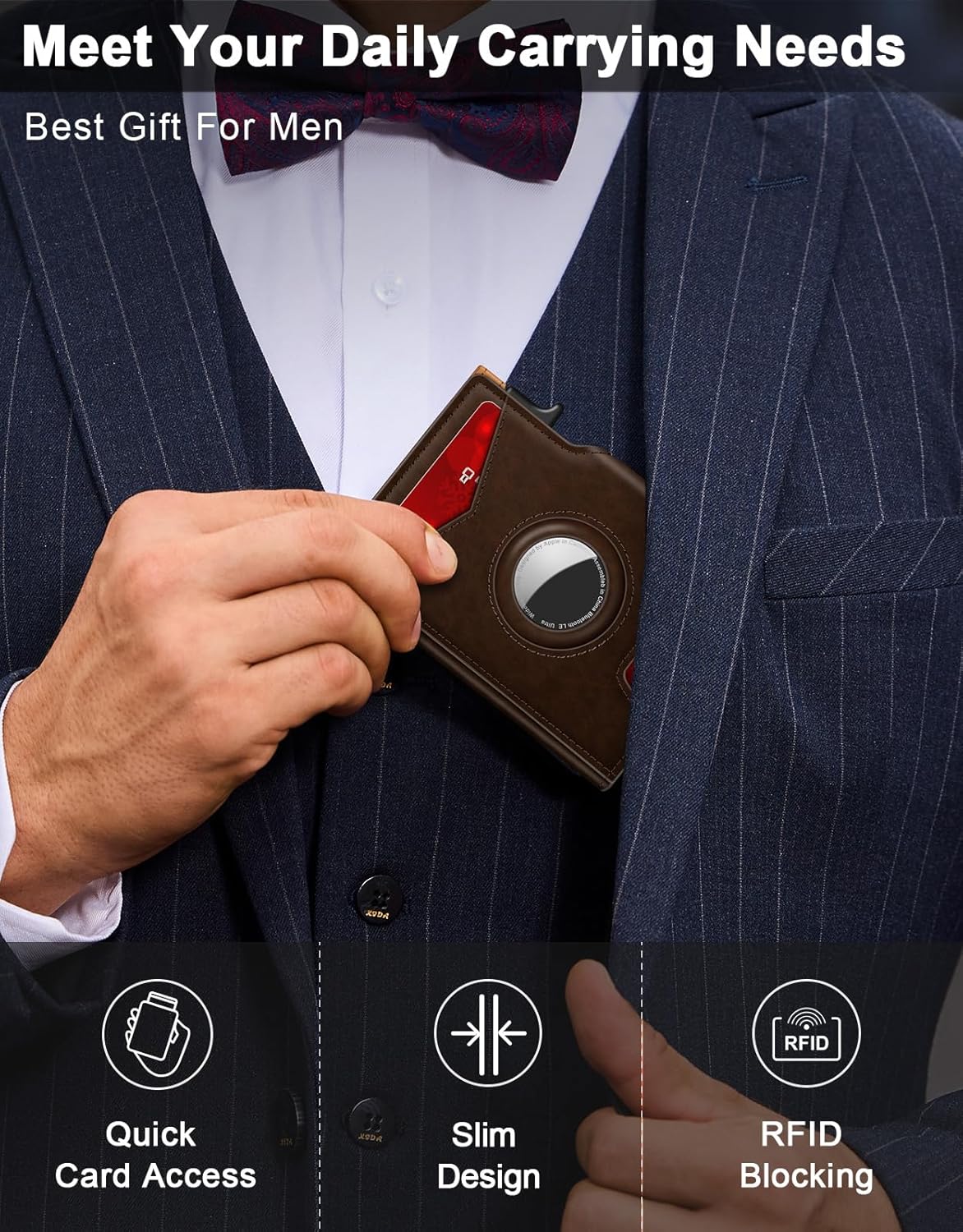 AirTag Wallet for Men – Slim RFID Pop Up Card Holder (13 Cards) - Abbycart