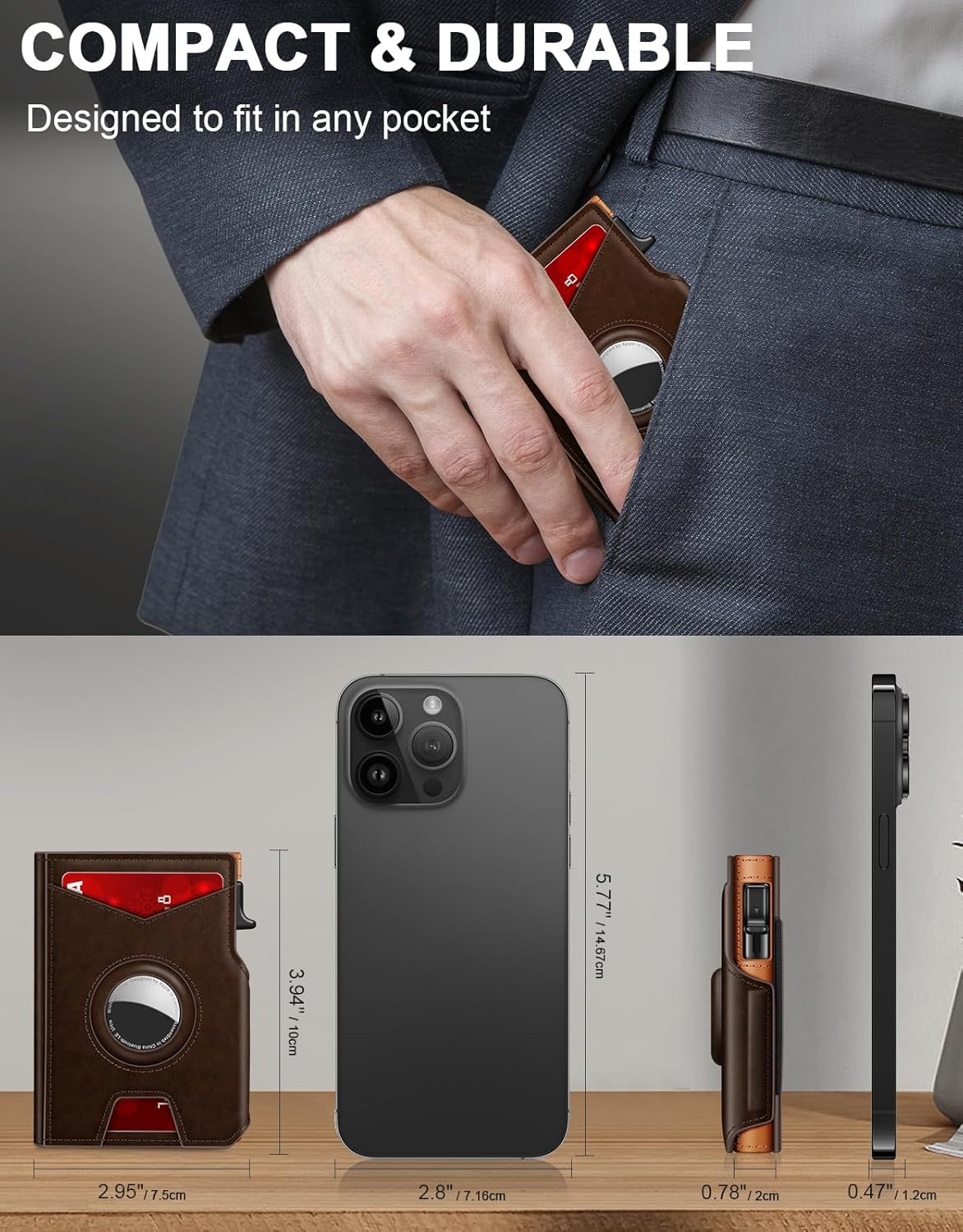 AirTag Wallet for Men – Slim RFID Pop Up Card Holder (13 Cards) - Abbycart