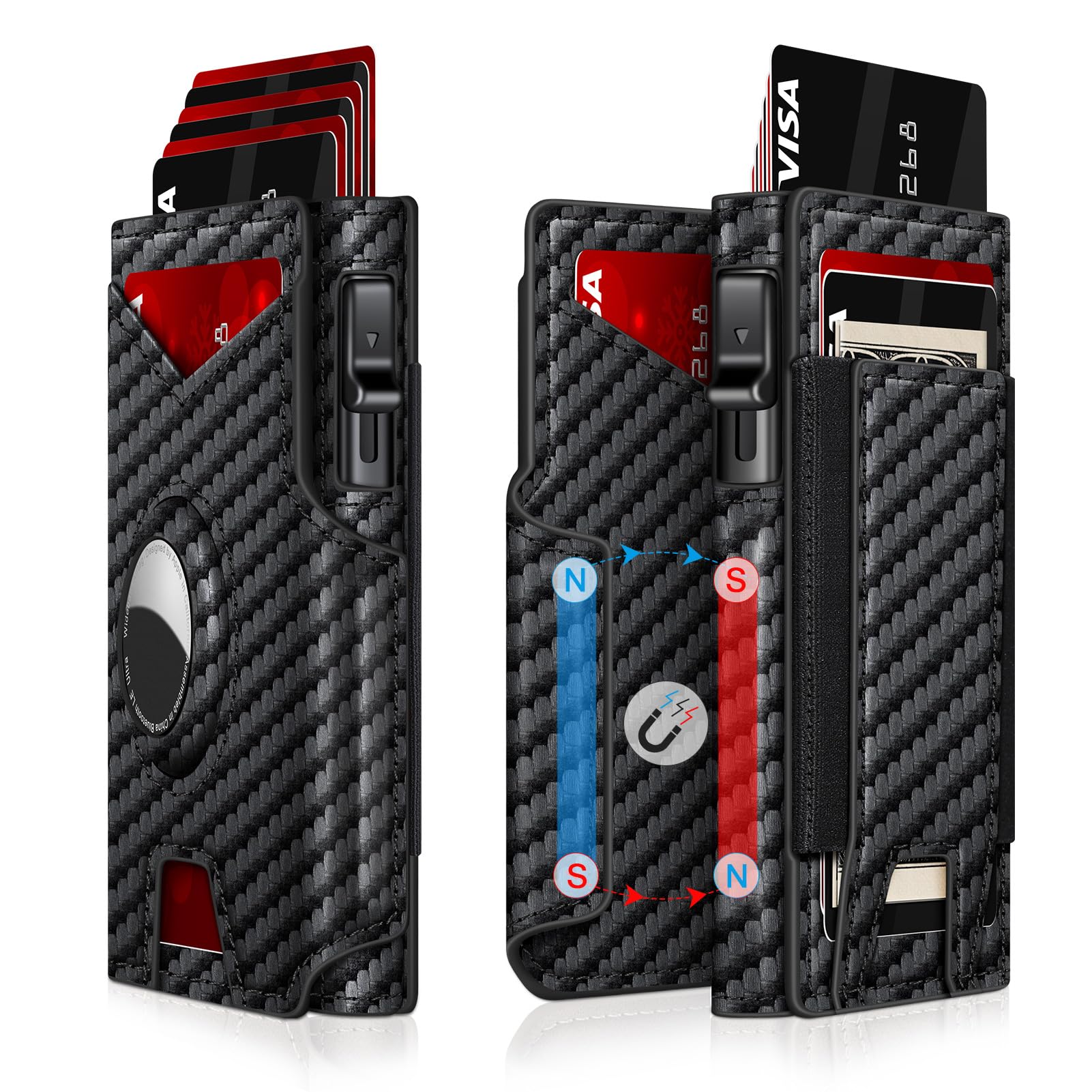 AirTag Wallet for Men – Slim RFID Pop Up Card Holder (13 Cards) - Abbycart