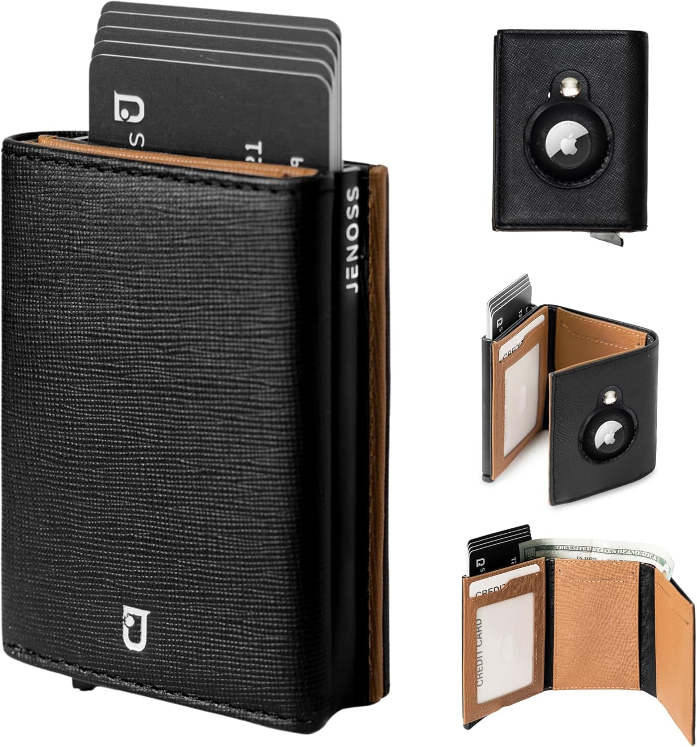 Airtag Wallet with Pop-Up Card Case | Genuine Leather RFID Slim Wallet