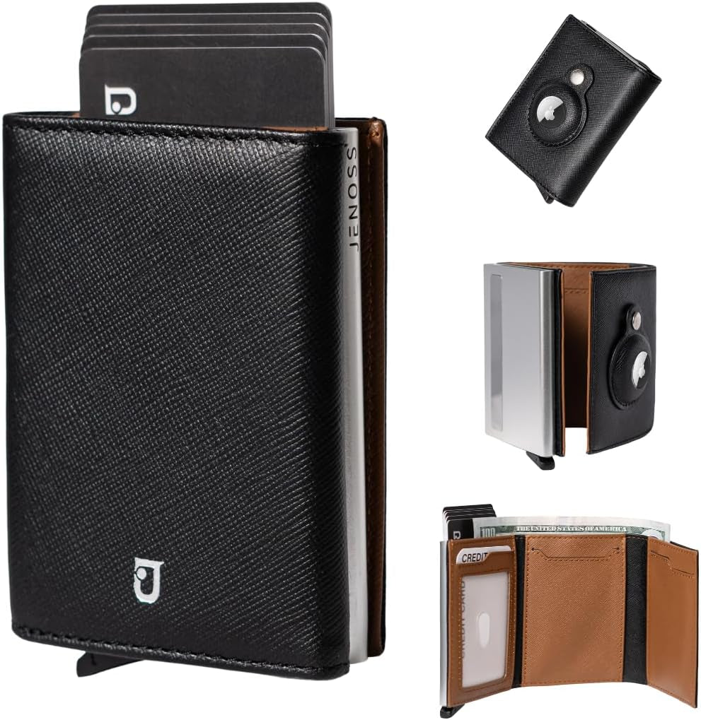 Airtag Wallet with Pop-Up Card Case | Genuine Leather RFID Slim Wallet