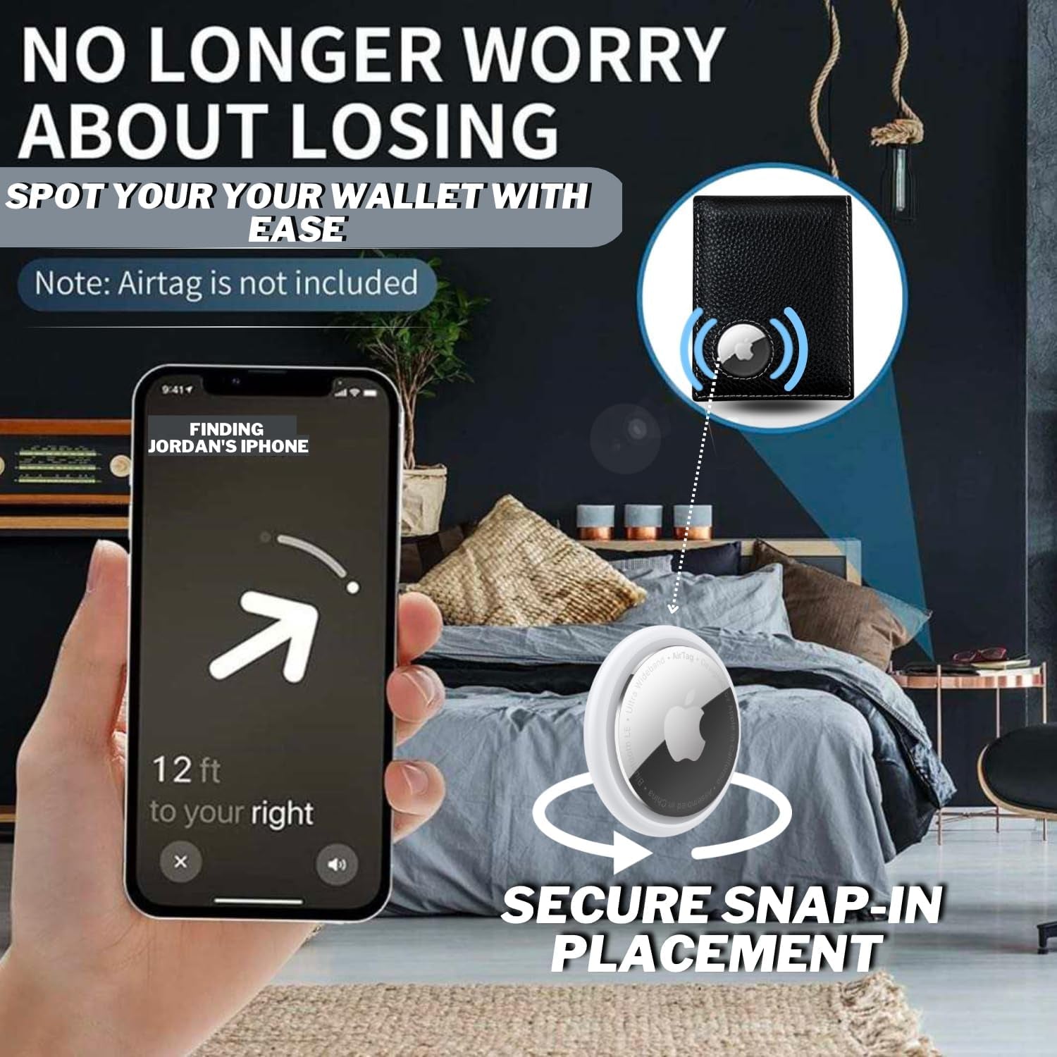 Apple AirTag Wallet for Men - Slim Bifold Leather, RFID Blocking, Holds 20 Cards - Abbycart