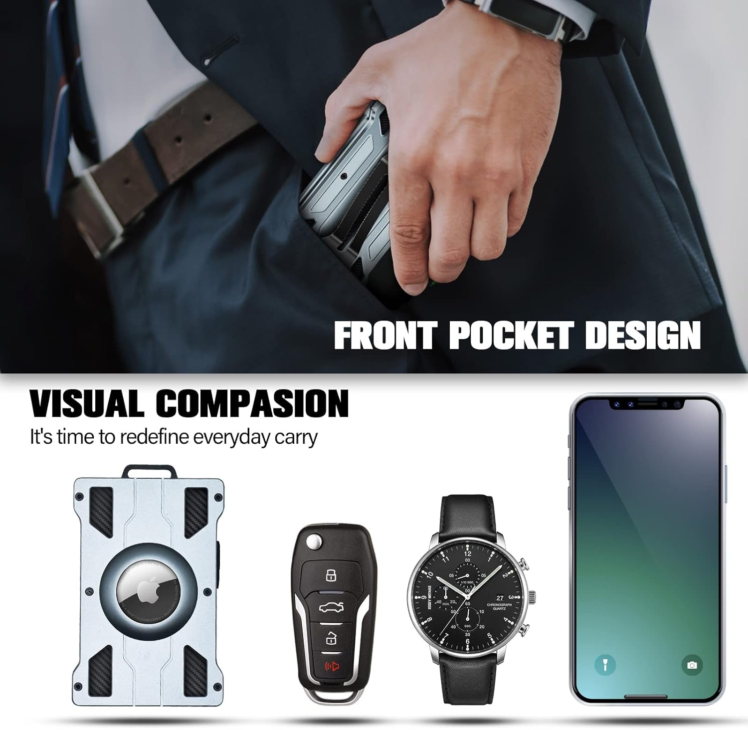 Apple AirTag Wallet for Men – Slim RFID Blocking Bifold with 13 Card Slots and Money Clip - Abbycart