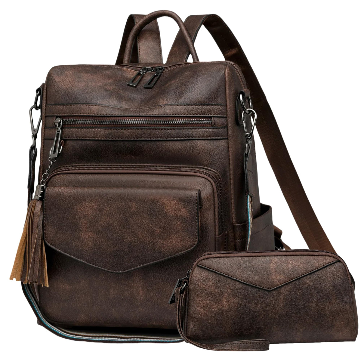 Backpack Purse for Women – Convertible Vegan Leather Shoulder Bag with Wristlet