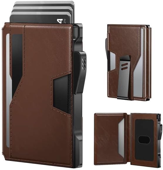 Slim RFID Blocking Wallet for Men with Money Clip & ID Window