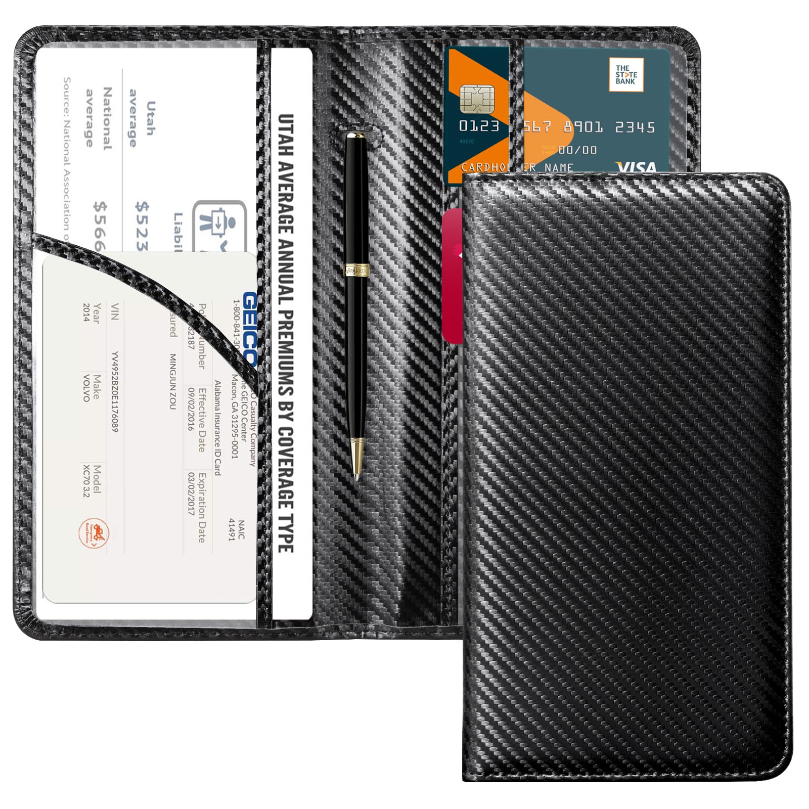 Car Registration Insurance Holder for Glove Box Organizer Case Vehicle