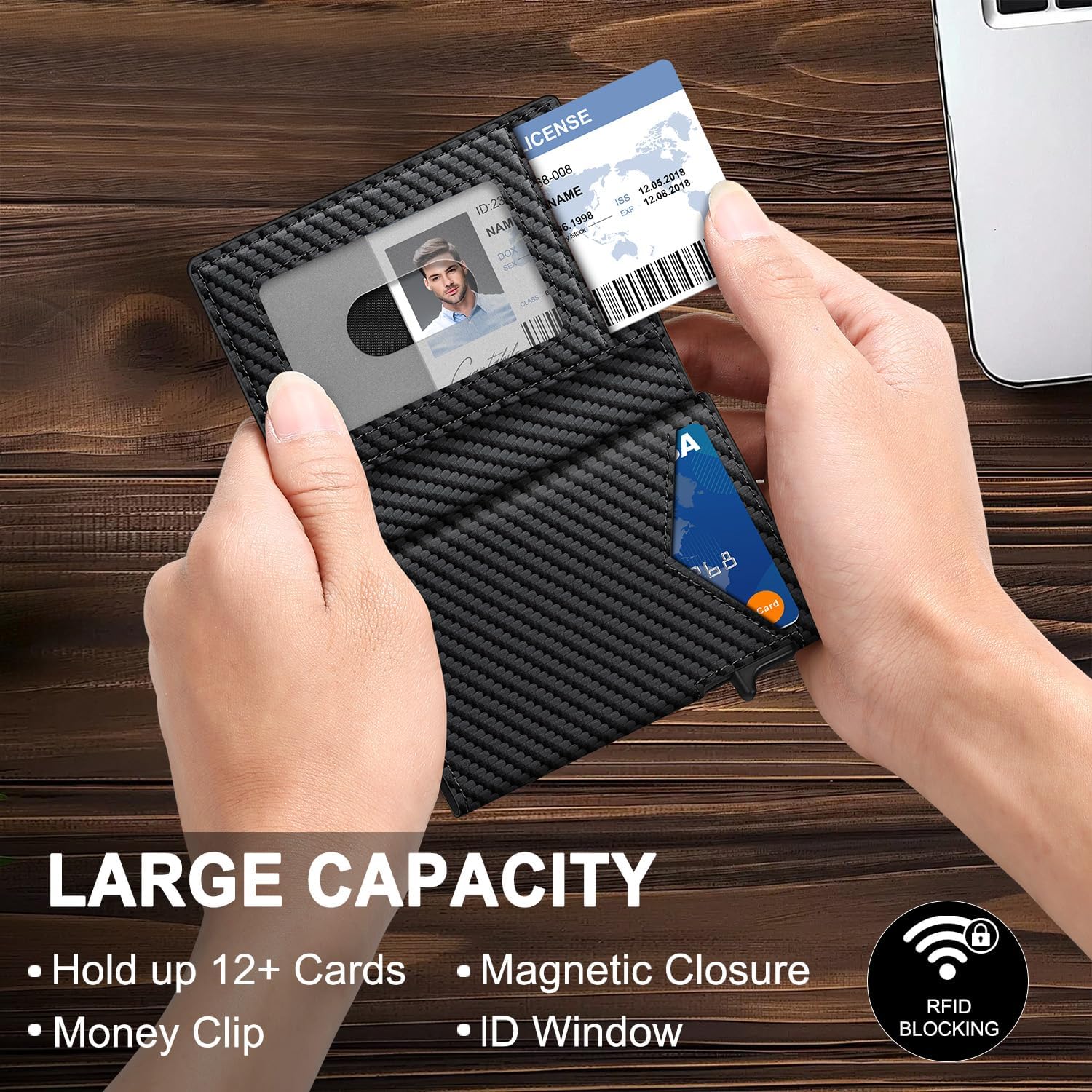 Carbon Fiber Pop Up Wallet – Slim RFID Men’s Wallet - Abbycart