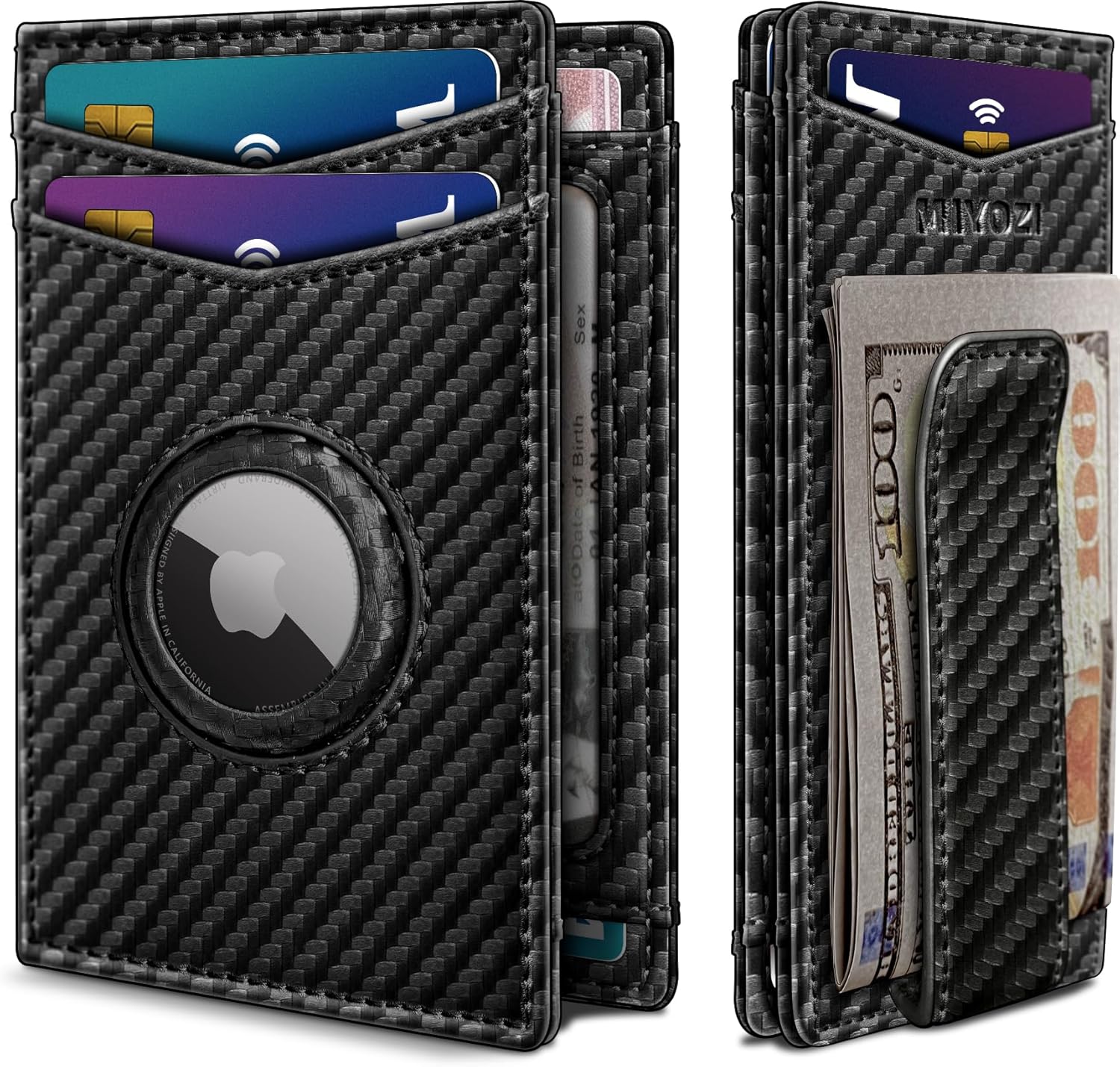 Slim AirTag Wallet for Men with RFID & Money Clip